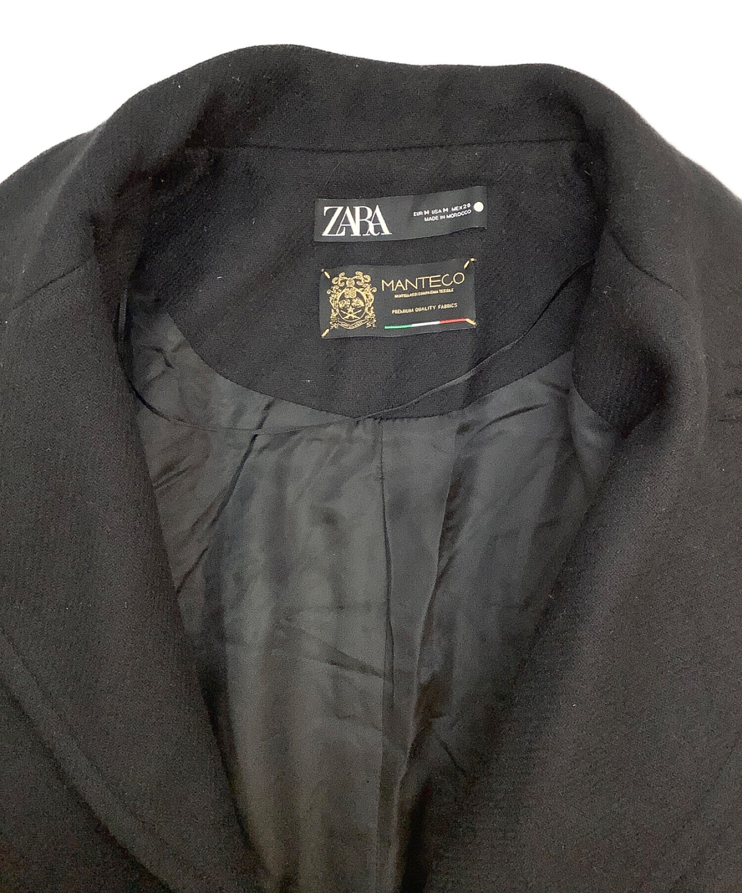 中古・古着通販】ZARA (ザラ) 比翼コート ブラック サイズ:M｜ブランド