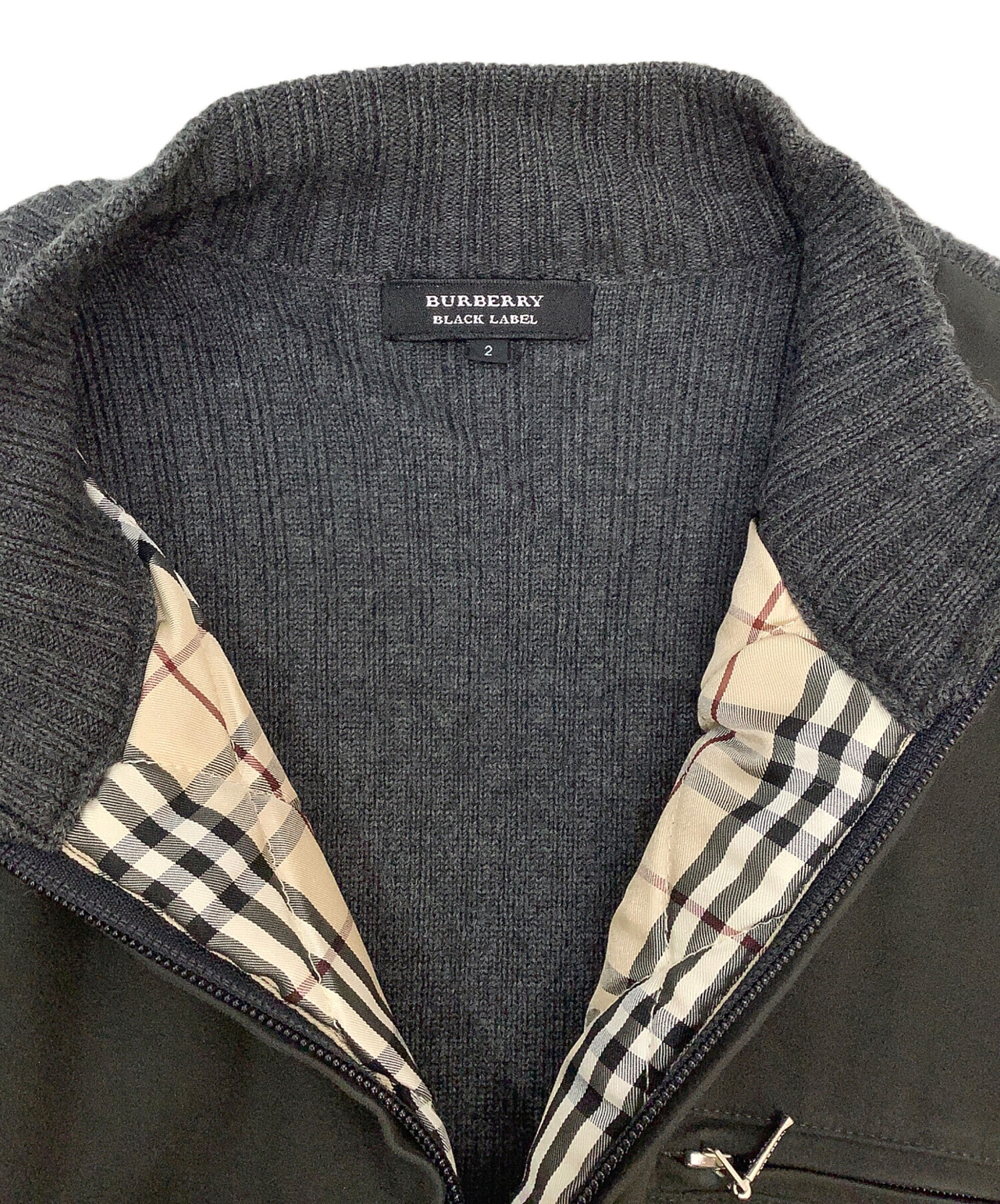 中古・古着通販】BURBERRY BLACK LABEL (バーバリーブラックレーベル) ニットジャケット グレー サイズ:2｜ブランド・古着通販  トレファク公式【TREFAC FASHION】スマホサイト