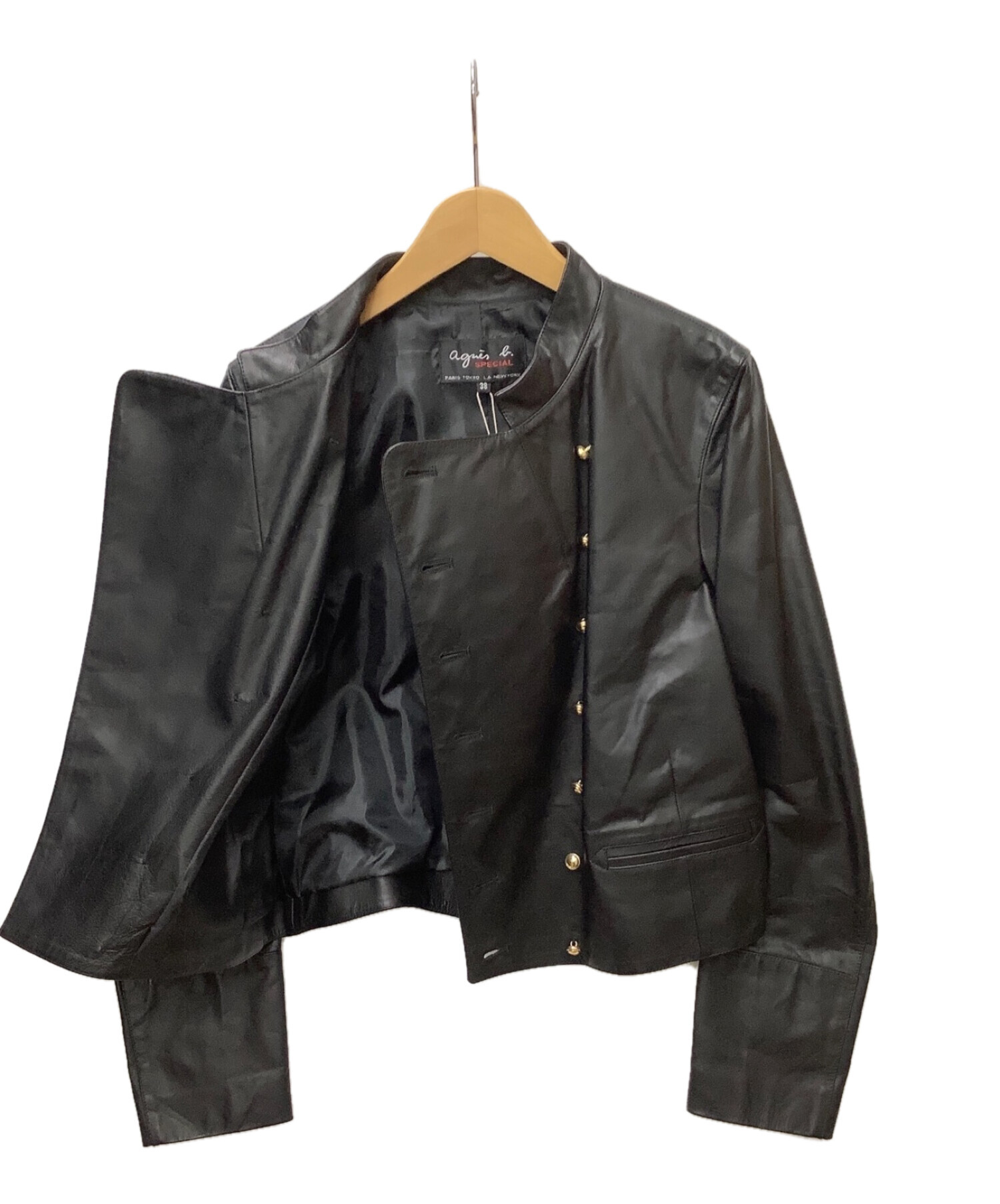agnes b special (アニエスベー・スペシャル) ライダースジャケット ブラック サイズ:SIZE 38 未使用品