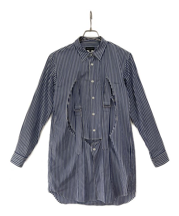 中古・古着通販】COMME des GARCONS HOMME PLUS (コムデギャルソンオムプリュス) サークルカットストライプコットンロングボタン シャツ ネイビー×ホワイト サイズ:XS｜ブランド・古着通販 トレファク公式【TREFAC FASHION】スマホサイト