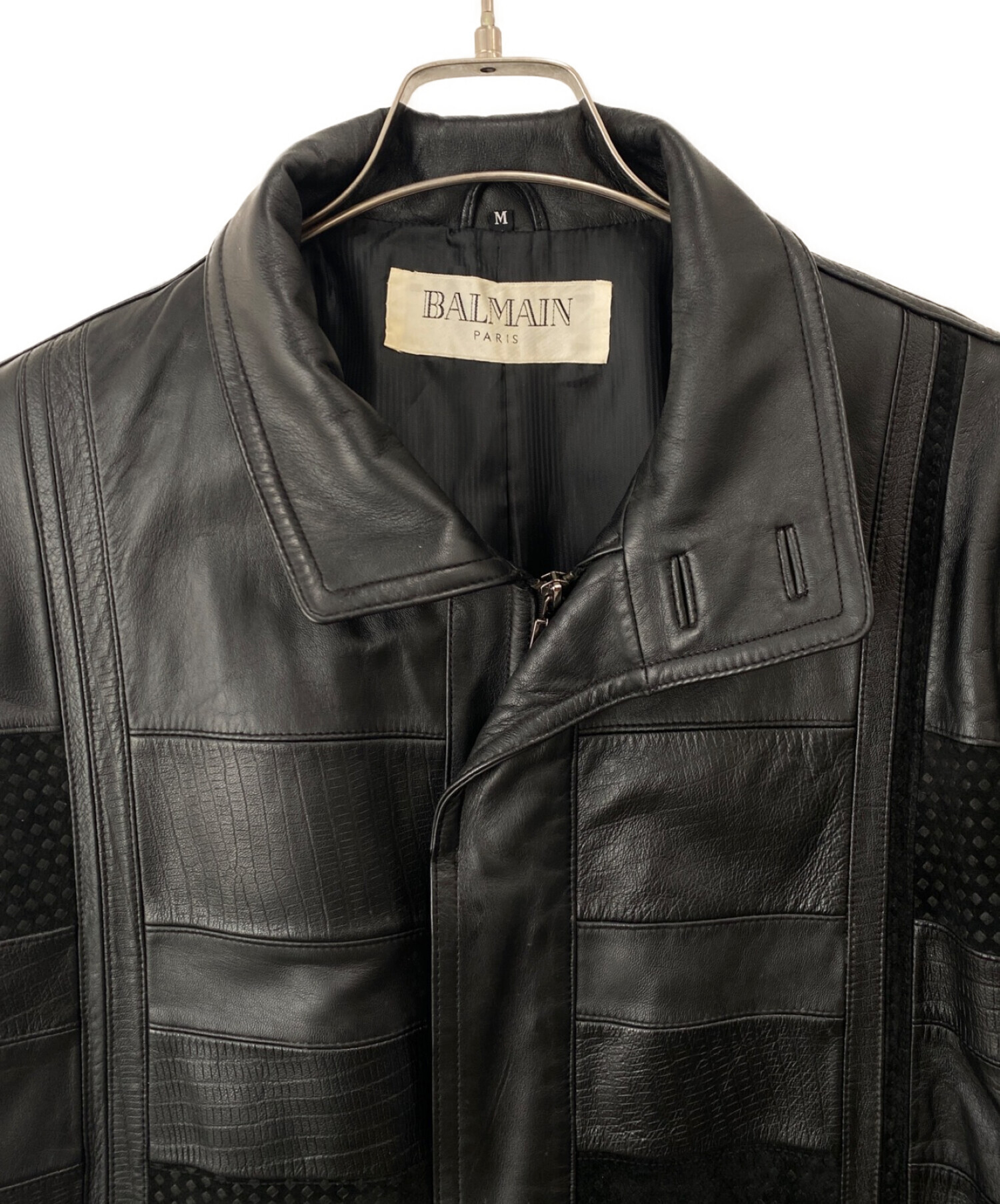 中古・古着通販】BALMAIN (バルマン) レザーコート ブラック サイズ:M