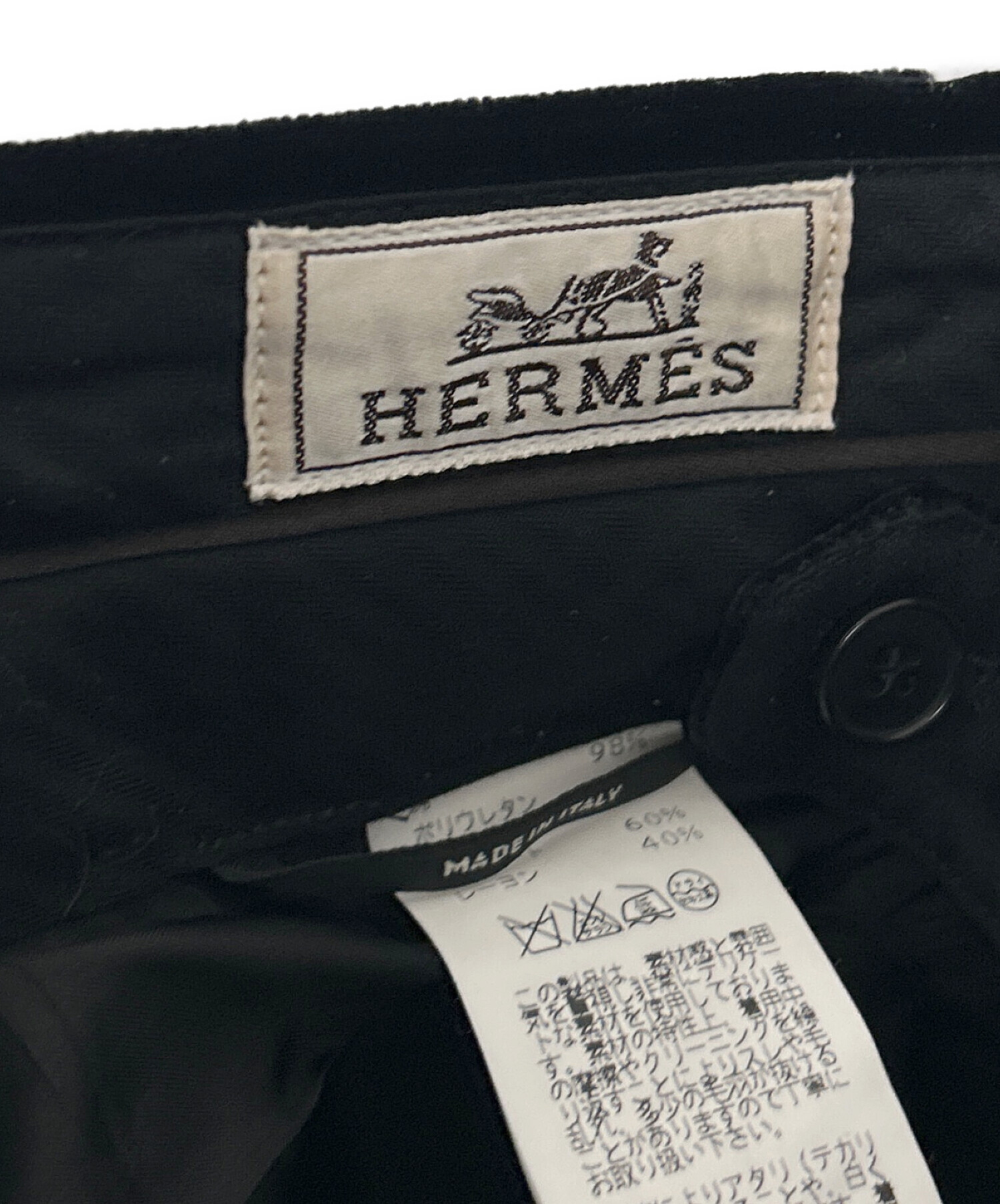 HERMES (エルメス) コーデュロイパンツ ブラック サイズ:44