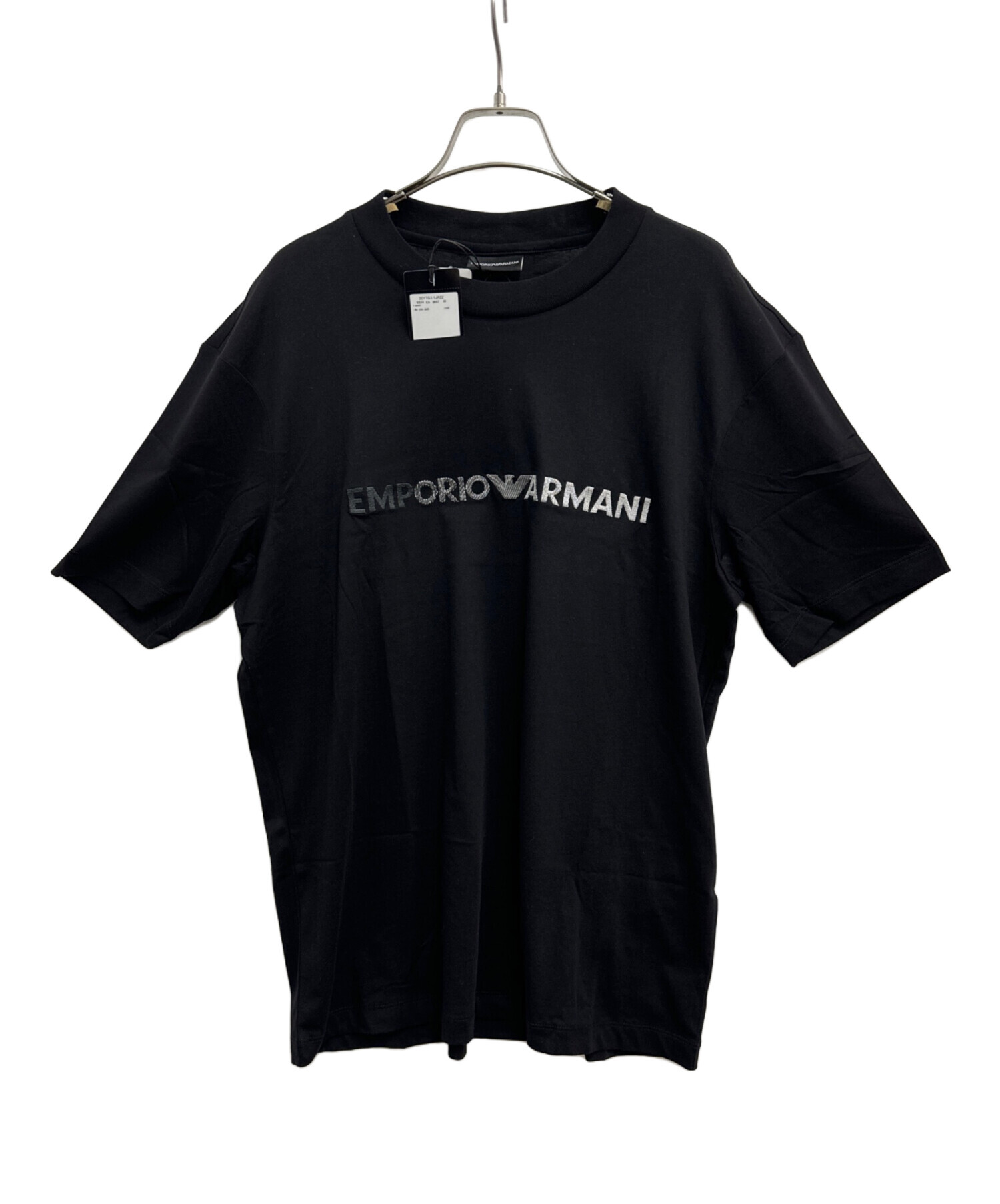 EMPORIO ARMANI (エンポリオアルマーニ) ロゴ刺繍Tシャツ ブラック サイズ:M 未使用品