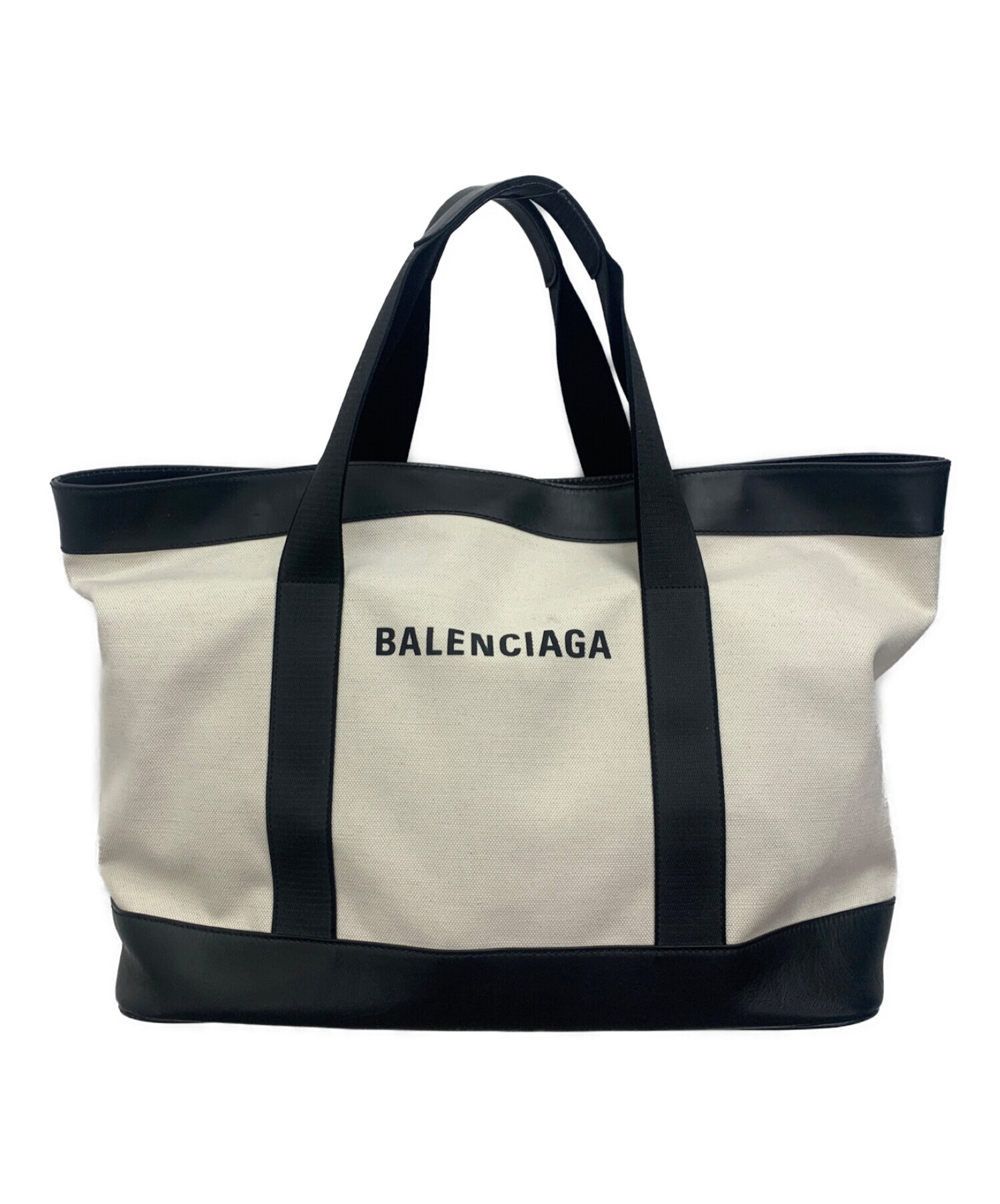 BALENCIAGA (バレンシアガ) キャンバストートバッグ ブラック×ベージュ