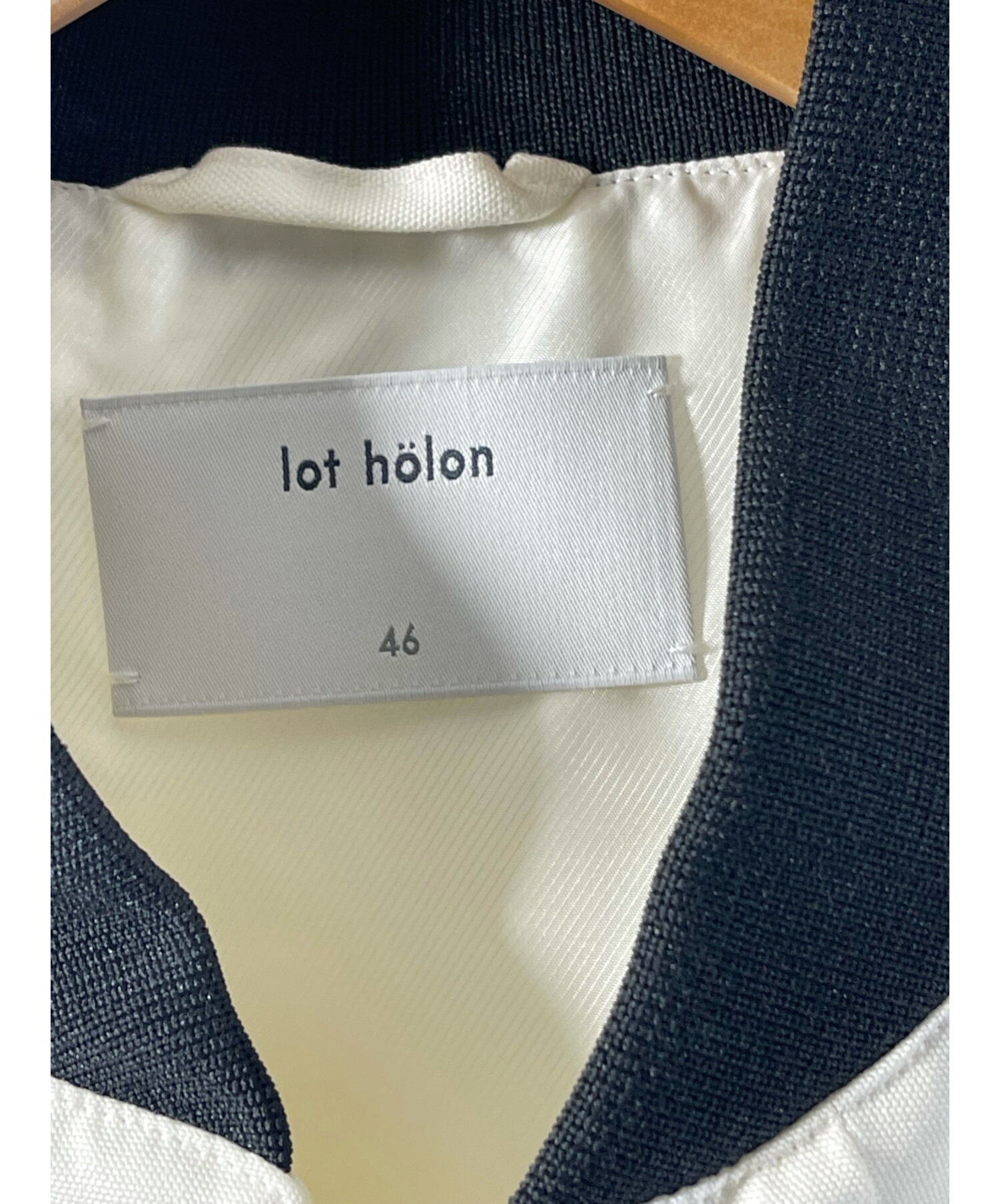 lot holon (ロット ホロン) ジップアップジャケット ホワイト×ネイビー サイズ:46 無地