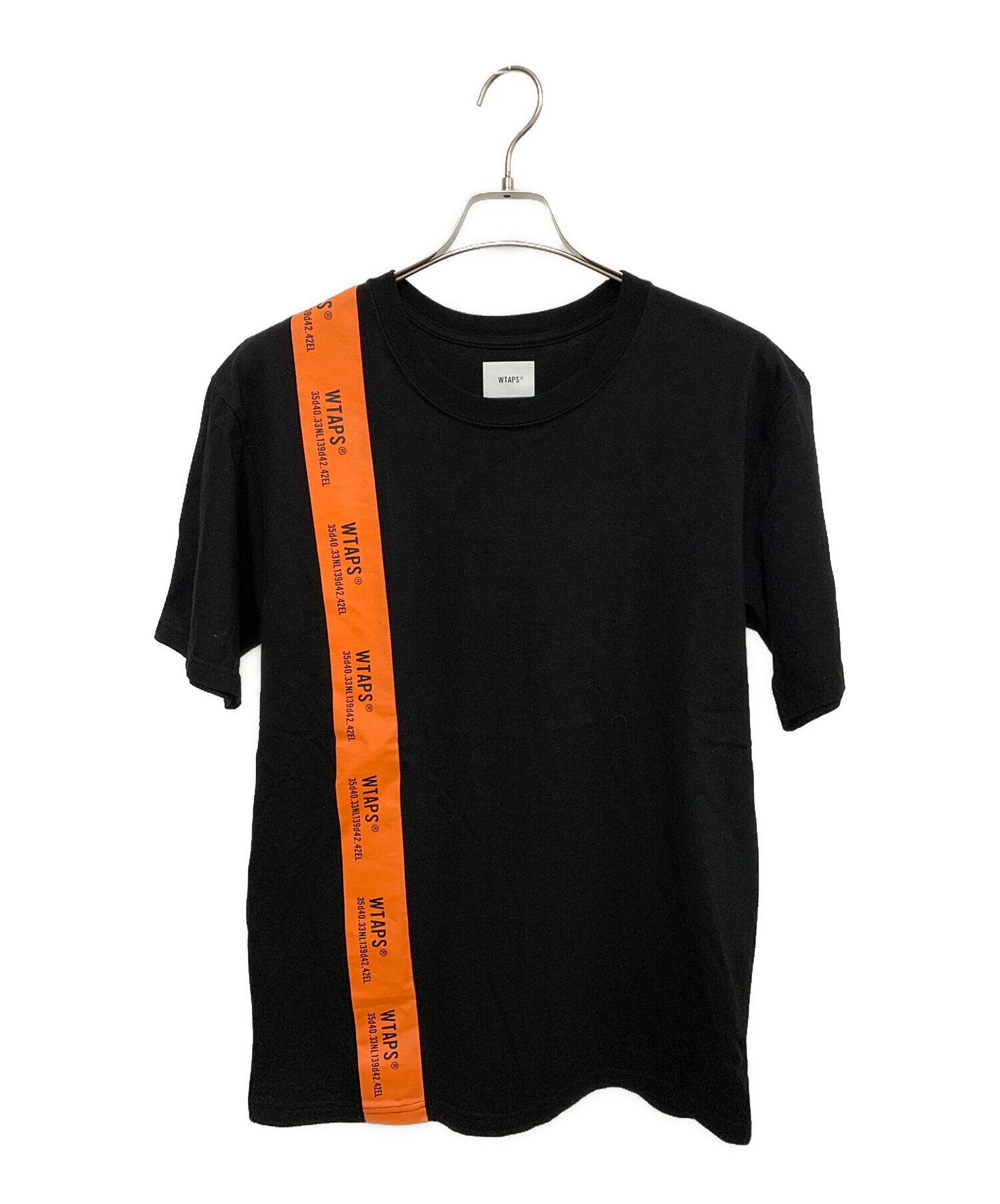 WTAPS (ダブルタップス) ロゴテープ半袖シャツ ブラック×オレンジ サイズ:X02