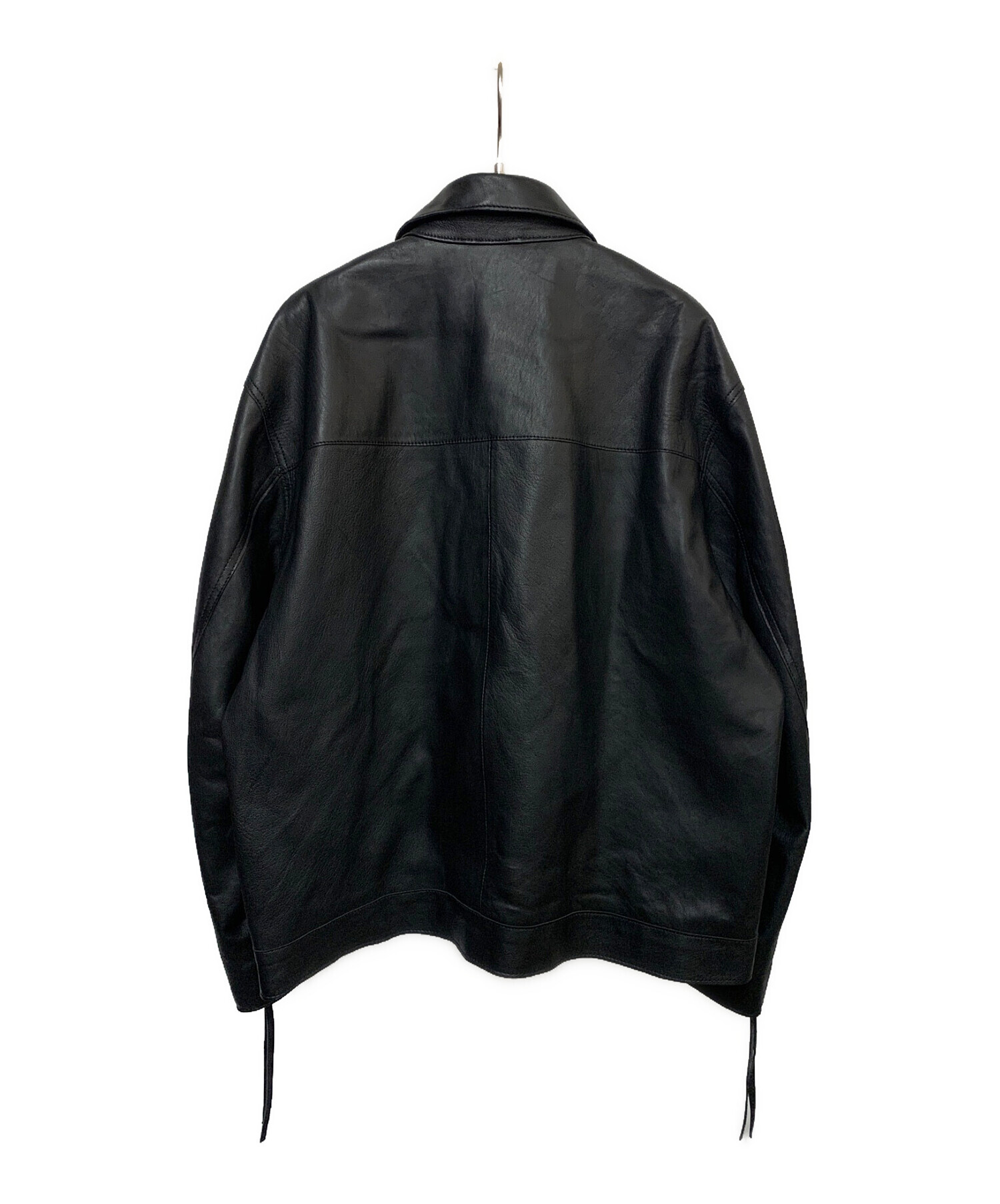 MAISON SPECIAL (メゾンスペシャル) ラムレザープライムオーバー襟付きシングルライダースジャケット ブラック