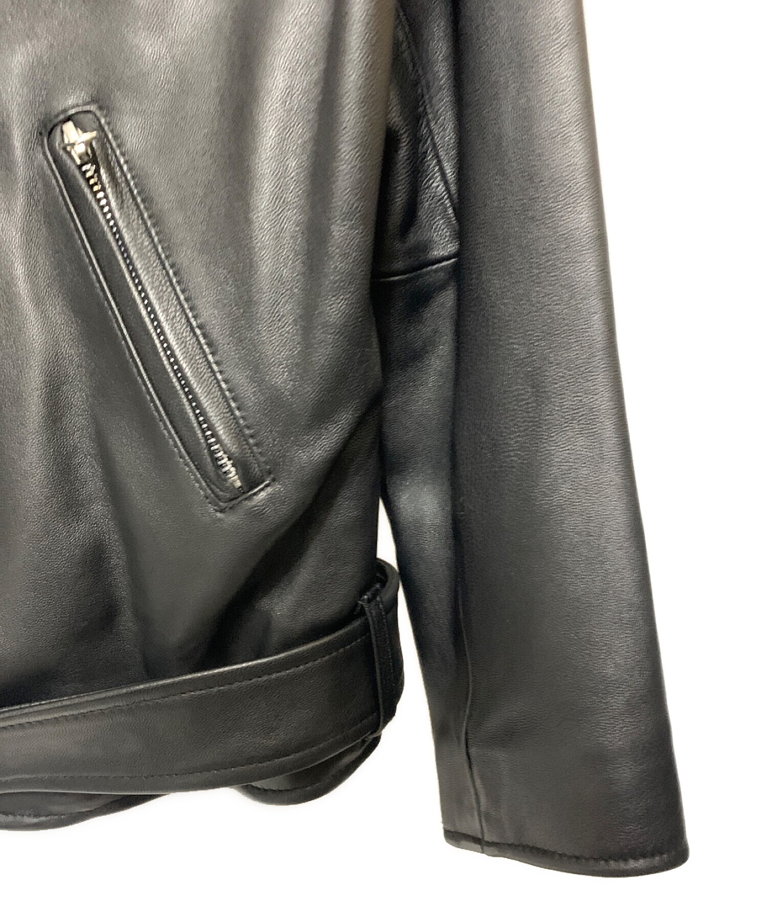 Ungrid (アングリッド) リアルレザーライダースジャケット ブラック サイズ:M