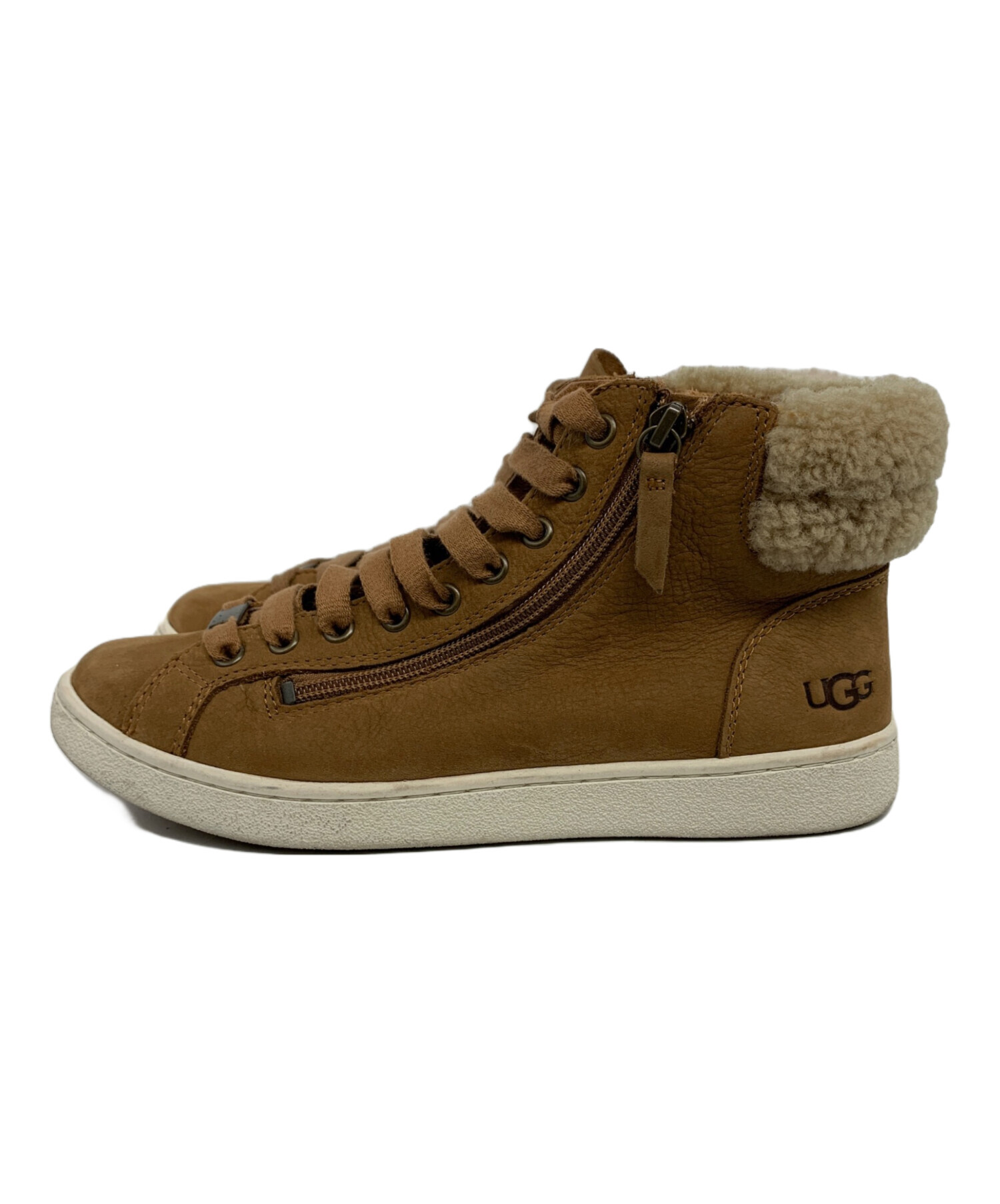 UGG (アグ) Olive レザーハイカットスニーカー ブラウン サイズ:26