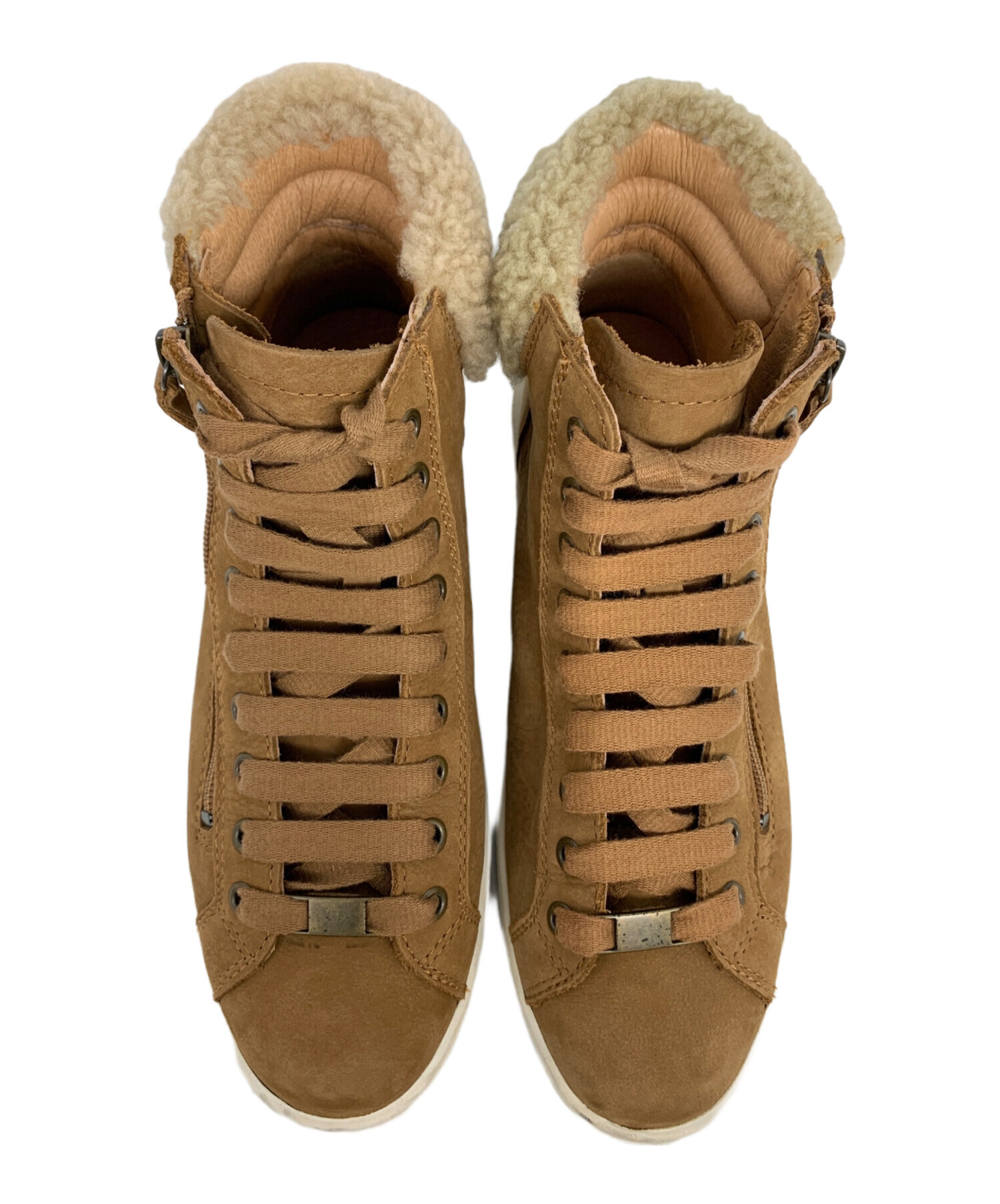 UGG (アグ) Olive レザーハイカットスニーカー ブラウン サイズ:26