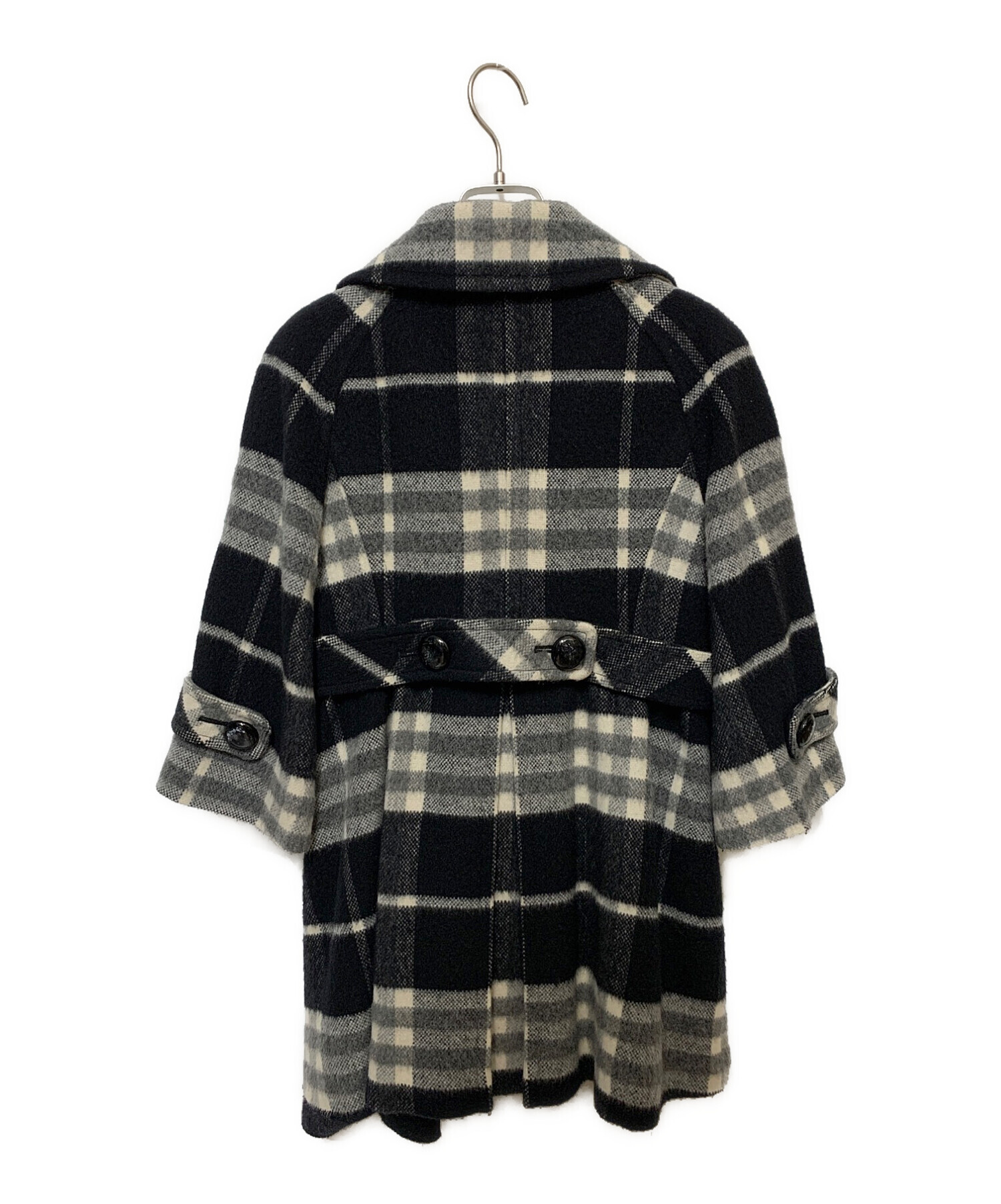 中古・古着通販】BURBERRY BLUE LABEL (バーバリーブルーレーベル) ウールチェックコート ブラック×グレー  サイズ:36｜ブランド・古着通販 トレファク公式【TREFAC FASHION】スマホサイト