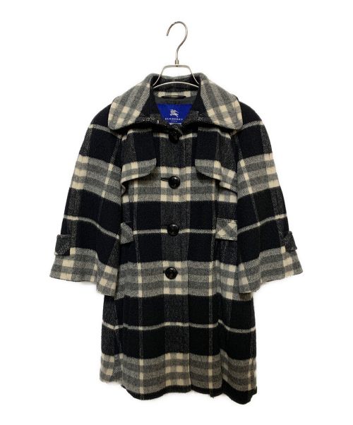 中古・古着通販】BURBERRY BLUE LABEL (バーバリーブルーレーベル) ウールチェックコート ブラック×グレー  サイズ:36｜ブランド・古着通販 トレファク公式【TREFAC FASHION】スマホサイト