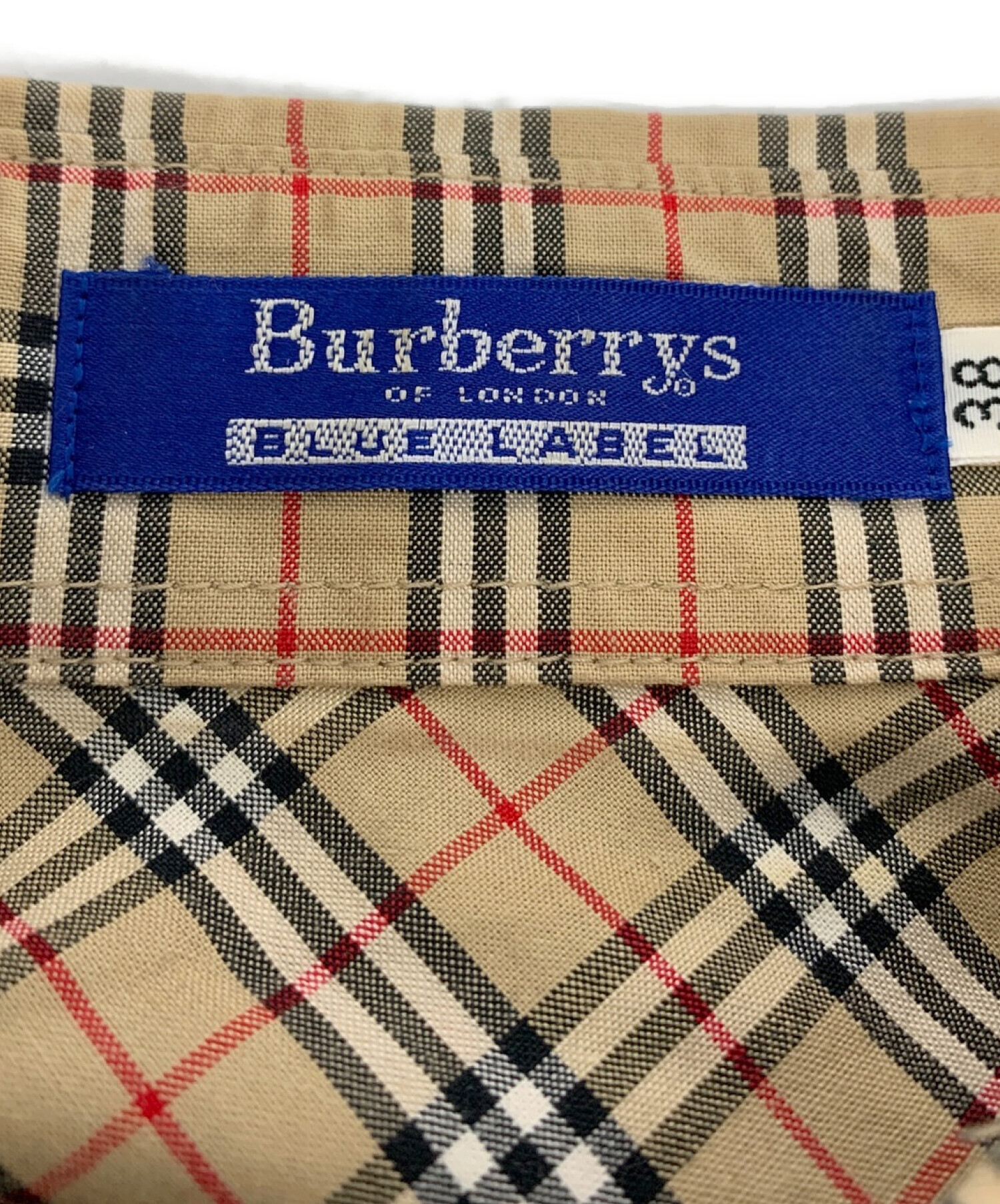 BURBERRY BLUE LABEL (バーバリーブルーレーベル) ボタンダウンチェックシャツ ベージュ サイズ:38