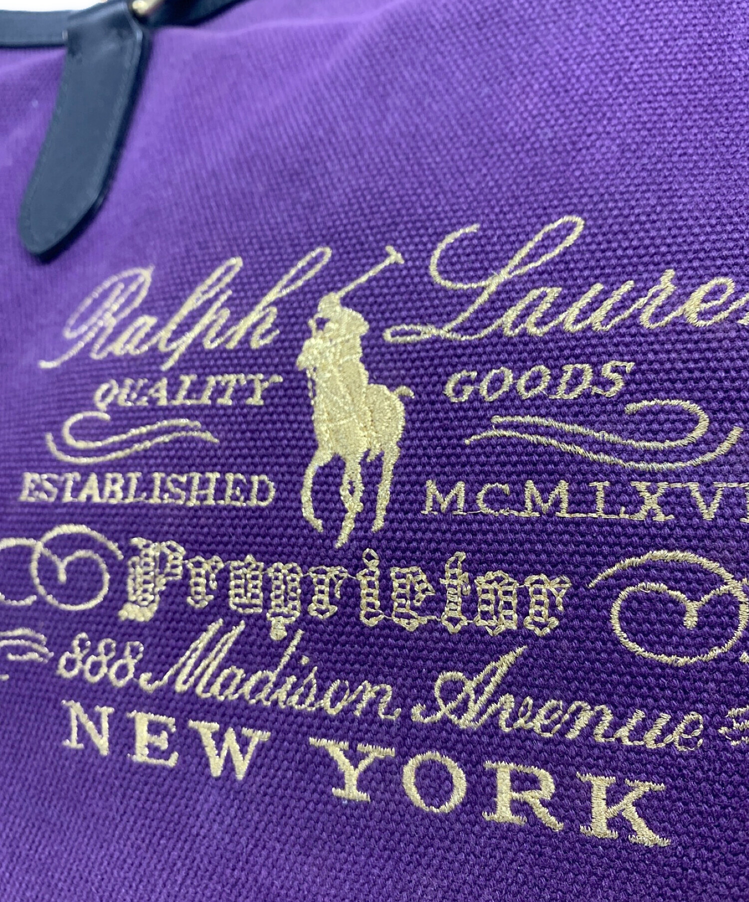 RALPH LAUREN (ラルフローレン) キャンバストートバッグ パープル×ブラック