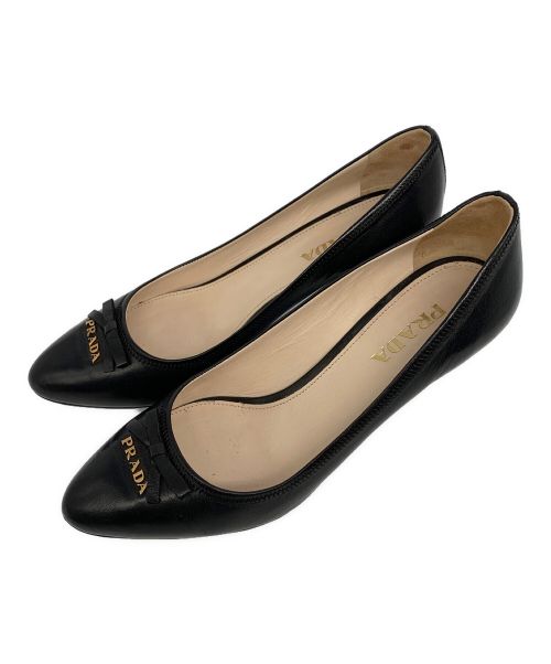 中古・古着通販】PRADA (プラダ) リボンパンプス ブラック サイズ:37 ...