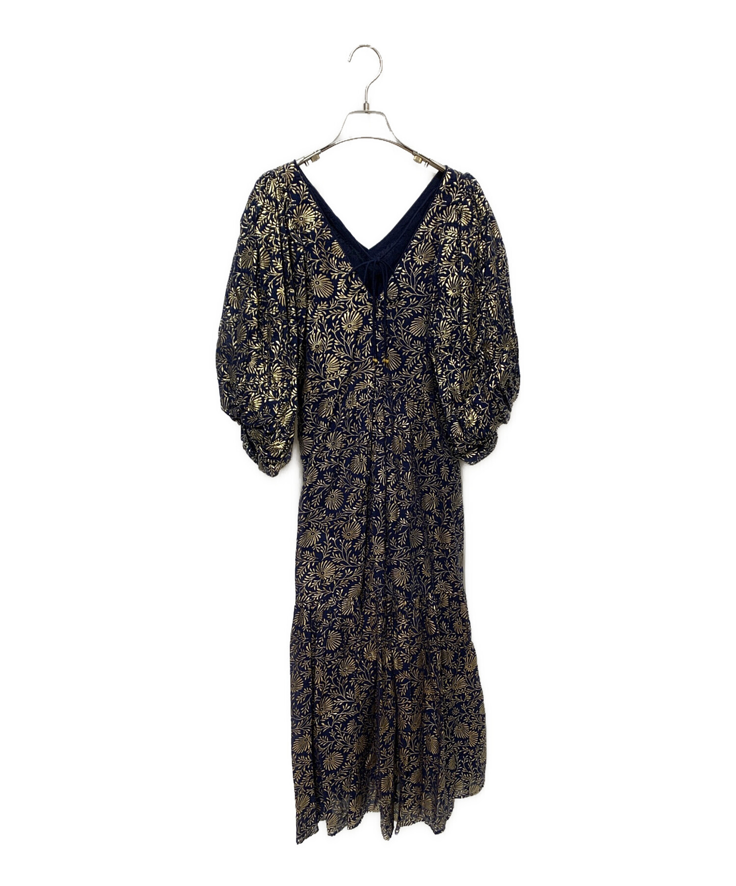 中古・古着通販】ne quittez pas (ヌキテパ) Cotton Voile Foil Flower Print Volume Sleeve  Dress ネイビー サイズ:F 未使用品｜ブランド・古着通販 トレファク公式【TREFAC FASHION】スマホサイト