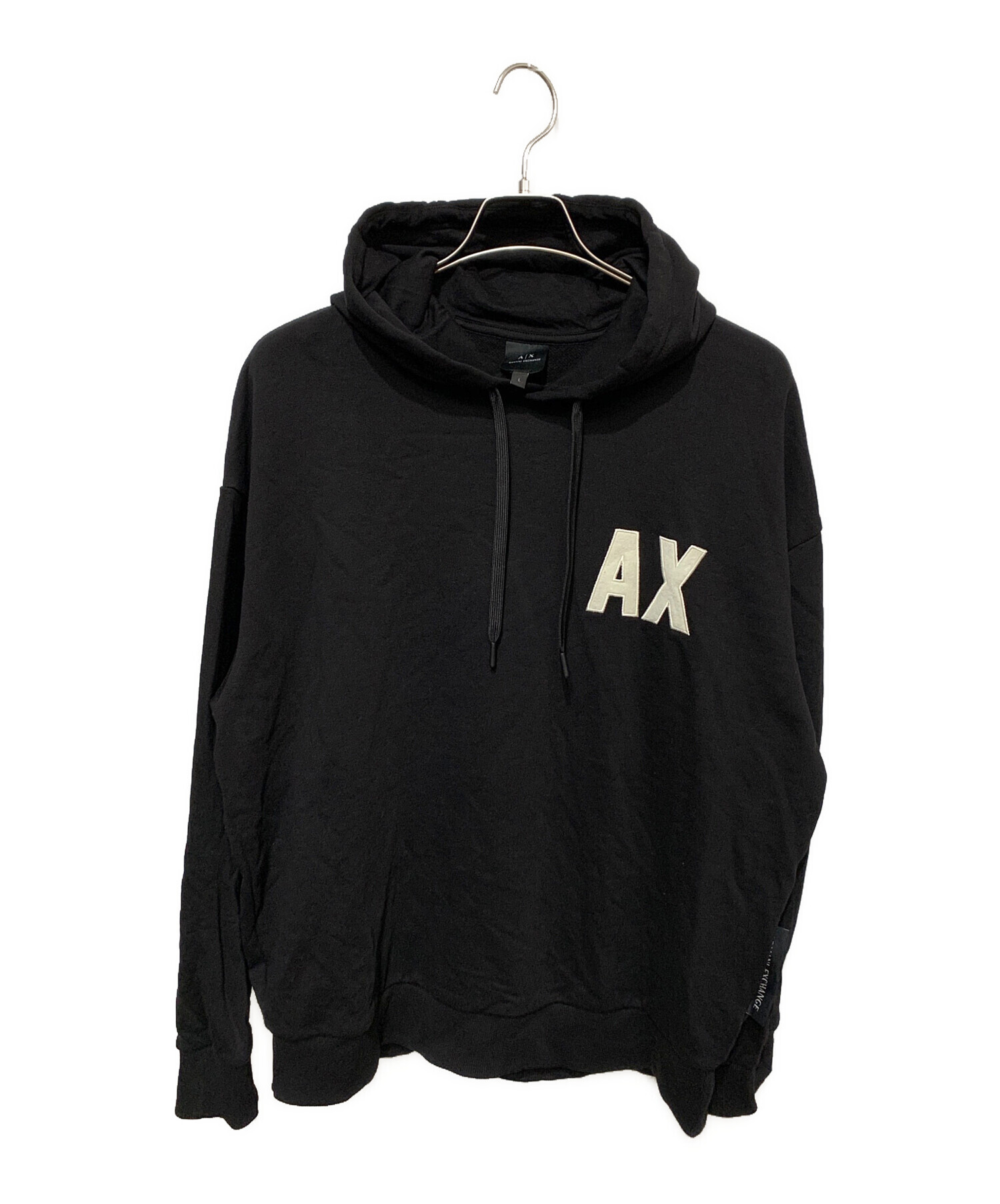 中古・古着通販】ARMANI EXCHANGE (アルマーニ エクスチェンジ) AXロゴフード付きスウェットパーカー ブラック  サイズ:L｜ブランド・古着通販 トレファク公式【TREFAC FASHION】スマホサイト