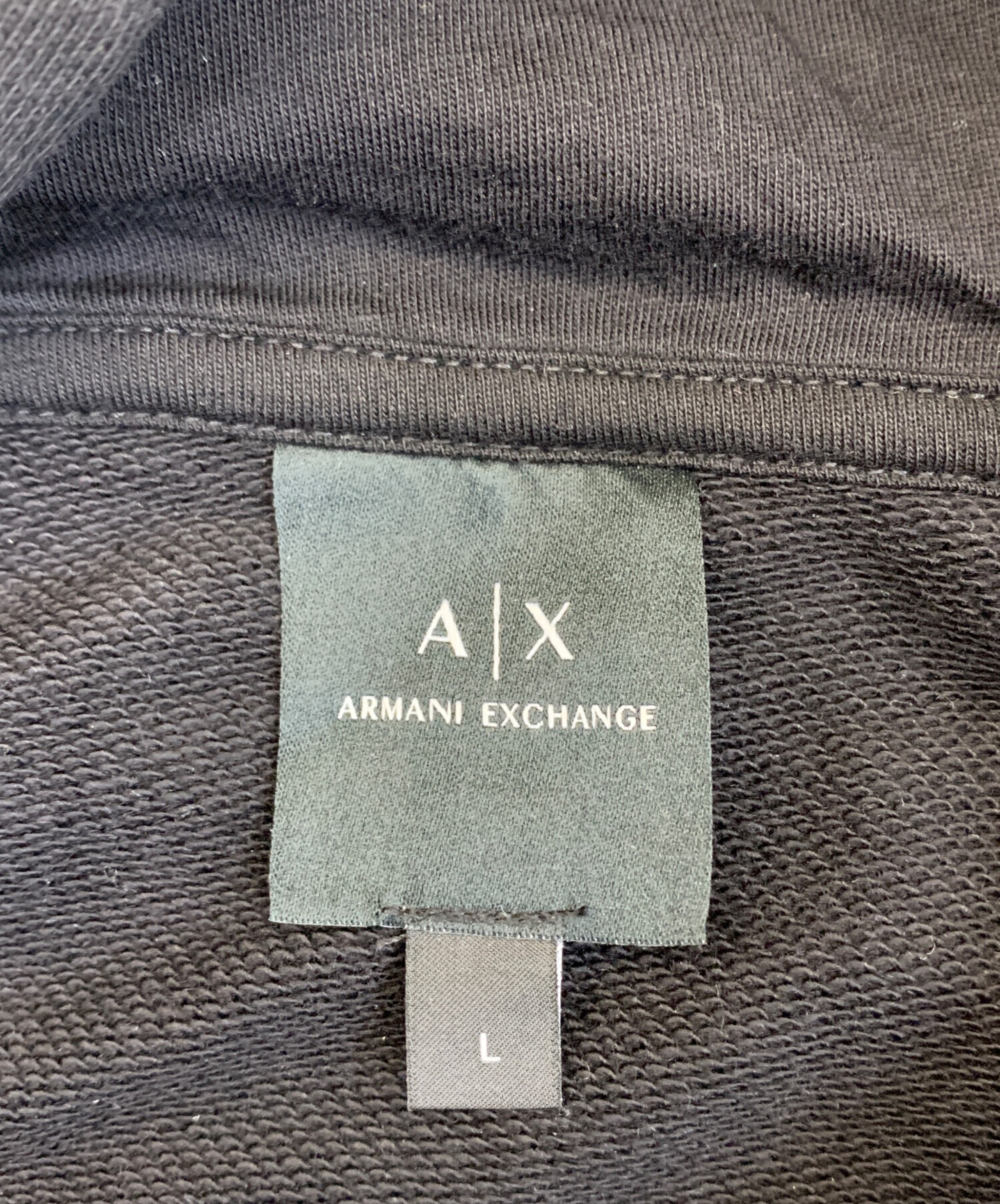 中古・古着通販】ARMANI EXCHANGE (アルマーニ エクスチェンジ) AXロゴフード付きスウェットパーカー ブラック  サイズ:L｜ブランド・古着通販 トレファク公式【TREFAC FASHION】スマホサイト