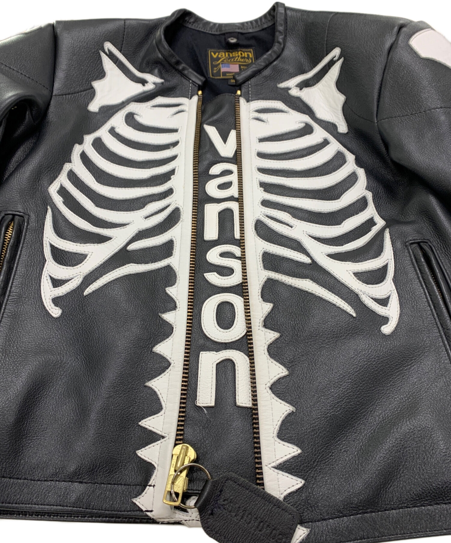 中古・古着通販】VANSON (バンソン) BONE レザージャケット ブラック サイズ:34｜ブランド・古着通販 トレファク公式【TREFAC  FASHION】スマホサイト