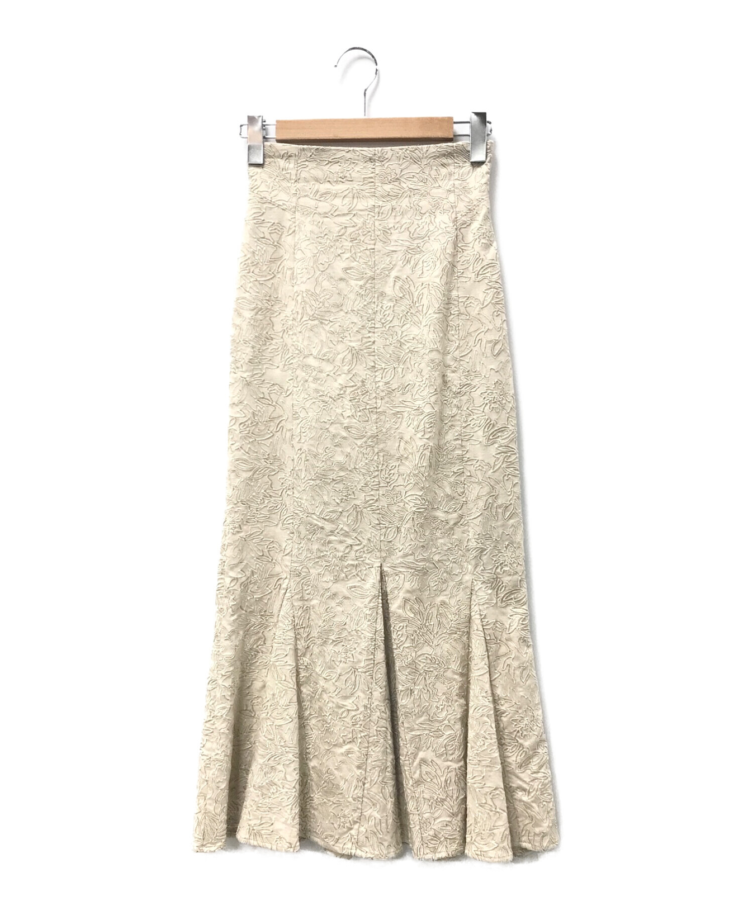 COCODEAL Luxe (ココディール リュクス) ラインフラワー配色刺繍ハイウエストマーメイドスカート ベージュ サイズ:1