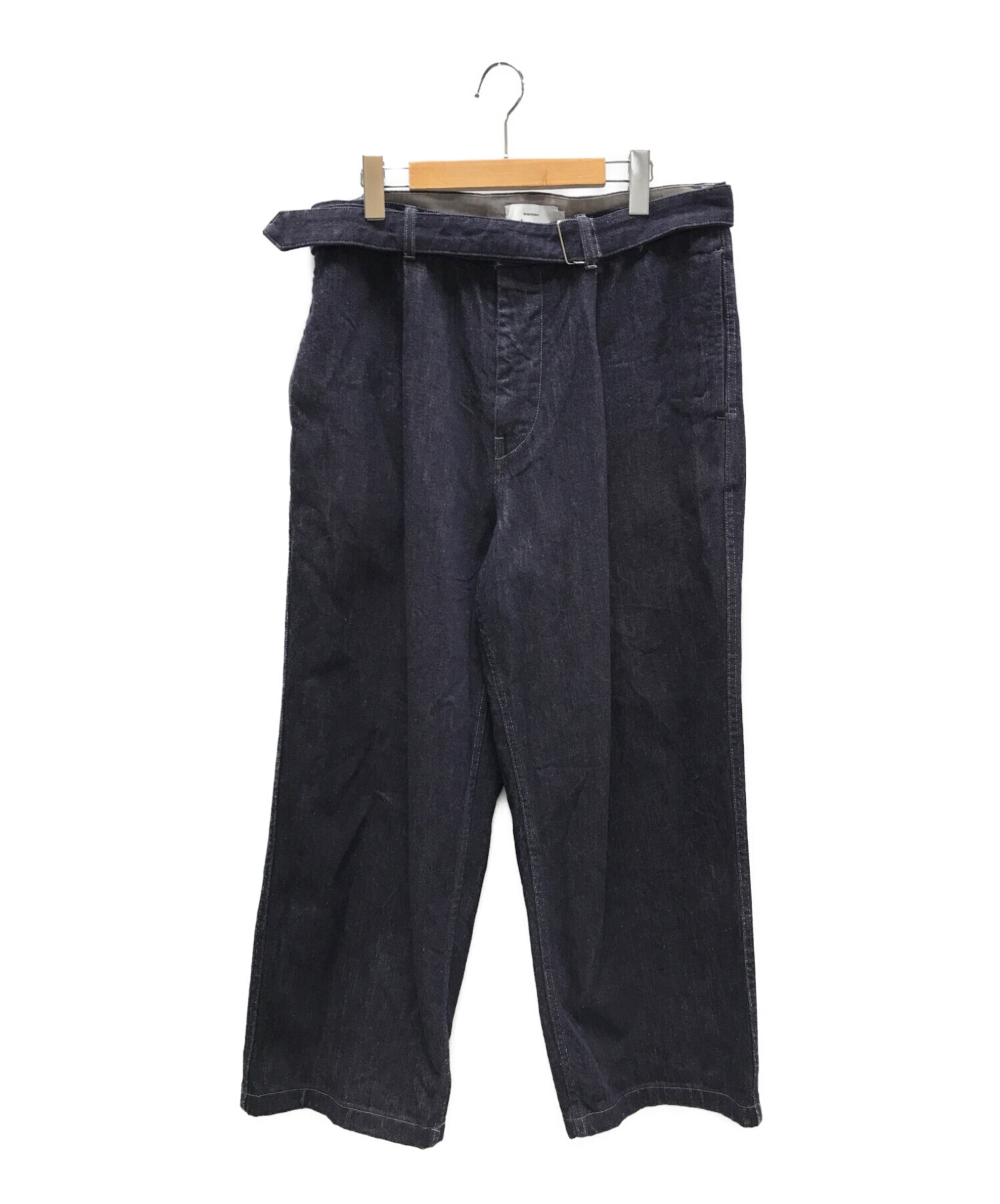 Graphpaper (グラフペーパー) デニムパンツ/Colorfast Denim Belted  Pants/カラーファーストベルテッドパンツ/ワイドパンツ インディゴ サイズ:2