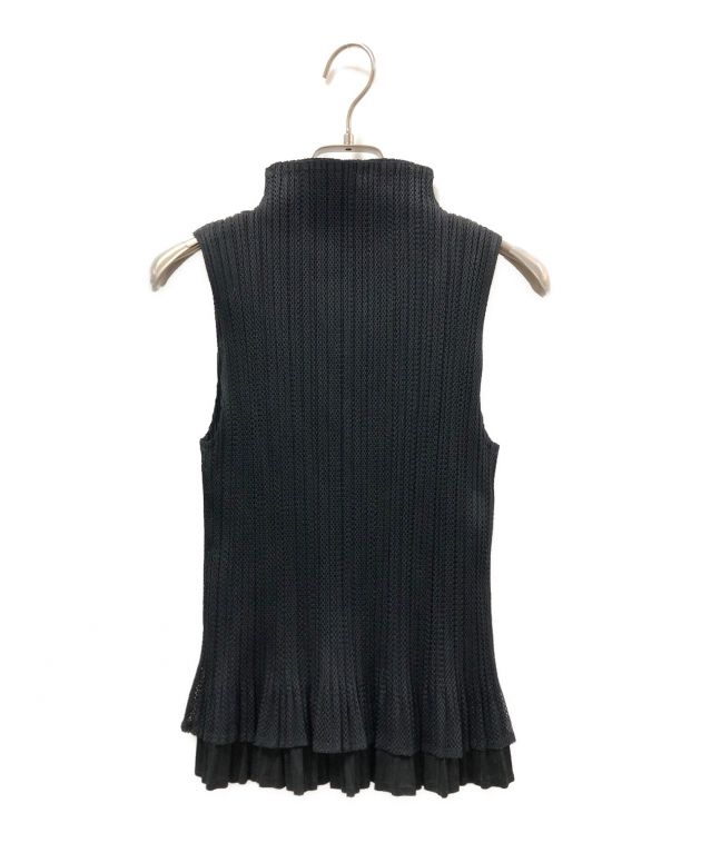 PLEATS PLEASE ISSEY MIYAKE (プリーツプリーズ イッセイミヤケ) プリーツノースリーブトップス ブラック サイズ:3