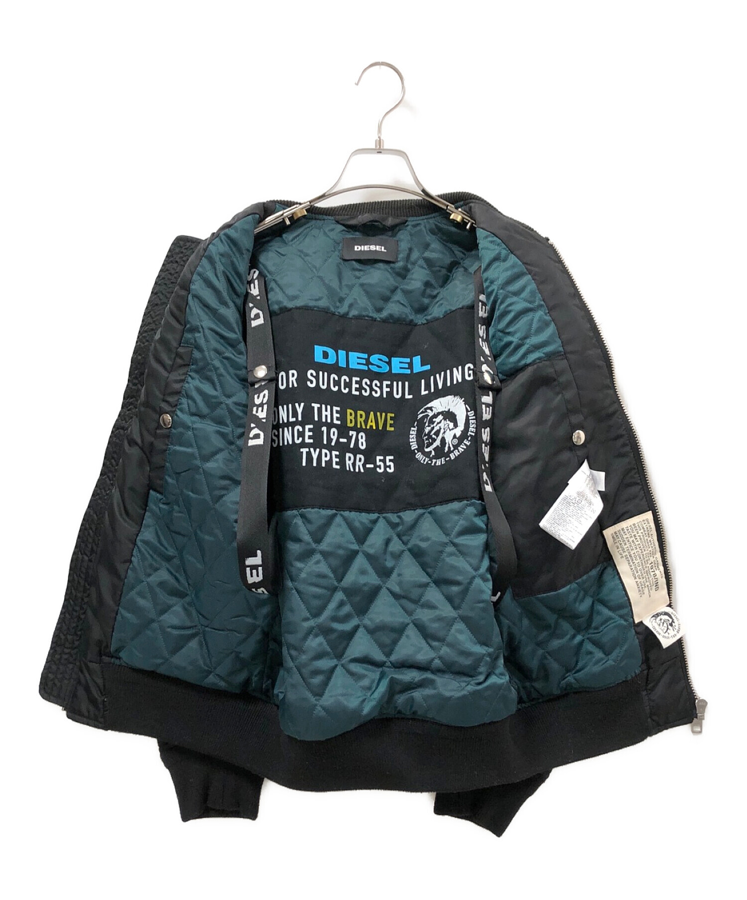 DIESEL (ディーゼル) MA-1 BOMBER JACKET/ショルダーベルト付きボンバージャケット ブラック サイズ:XS