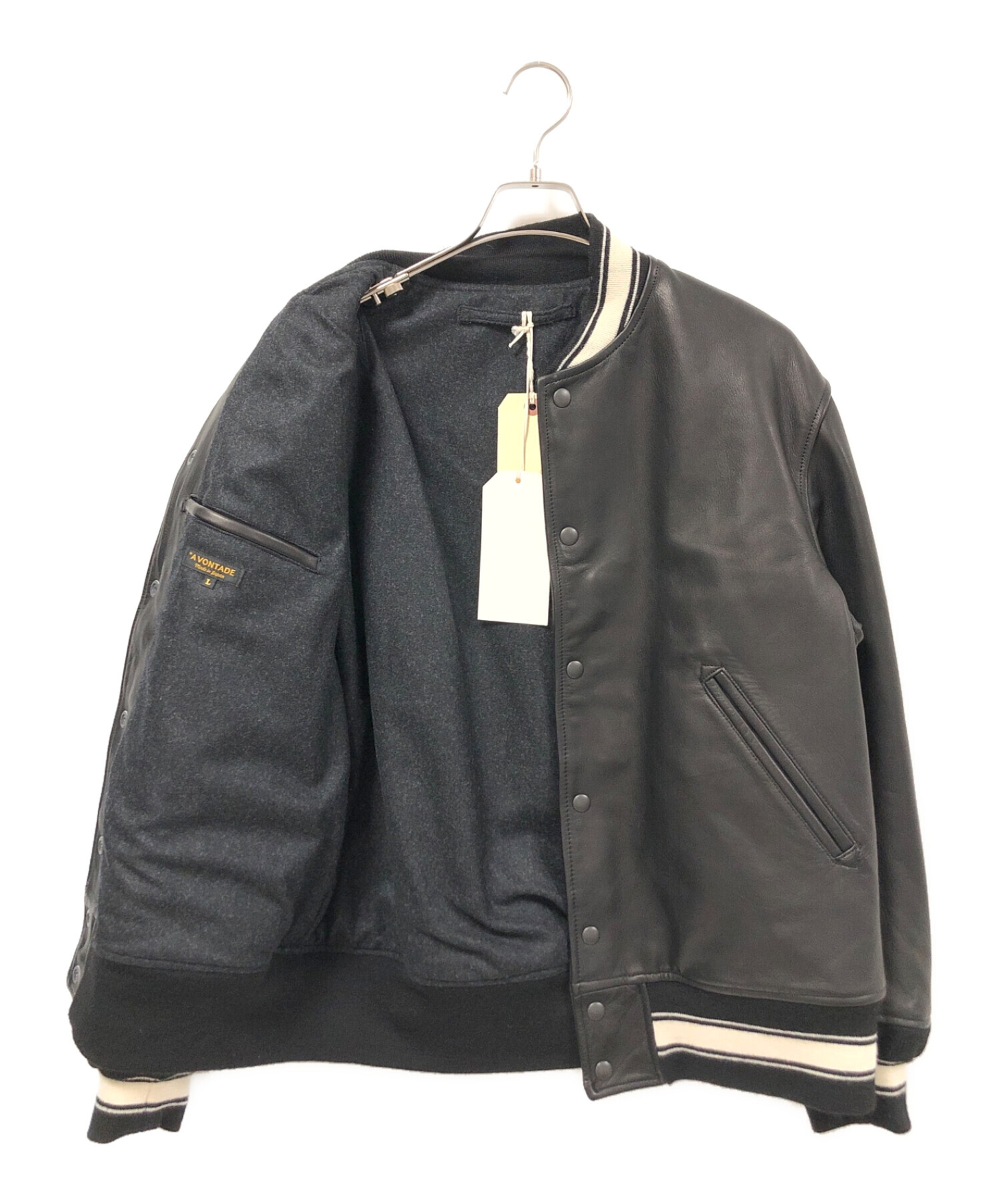 A vontade (アボンタージ) All Leather Award Jacket/オールレザーアワードジャケット ブラック サイズ:Ｌ 未使用品