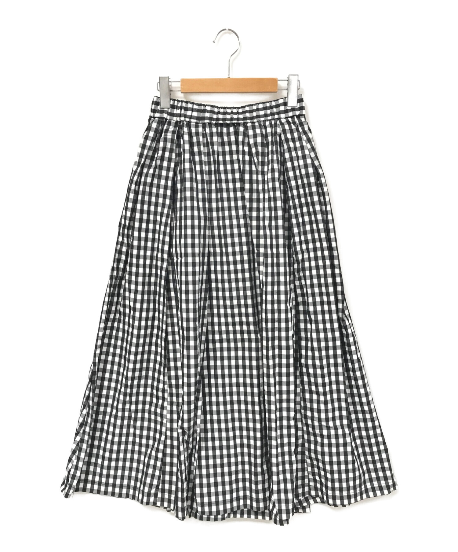 BEARDSLEY (ビアズリー) タフタギャザースカート/ロングスカート/チェック柄 ブラック×ホワイト サイズ:F
