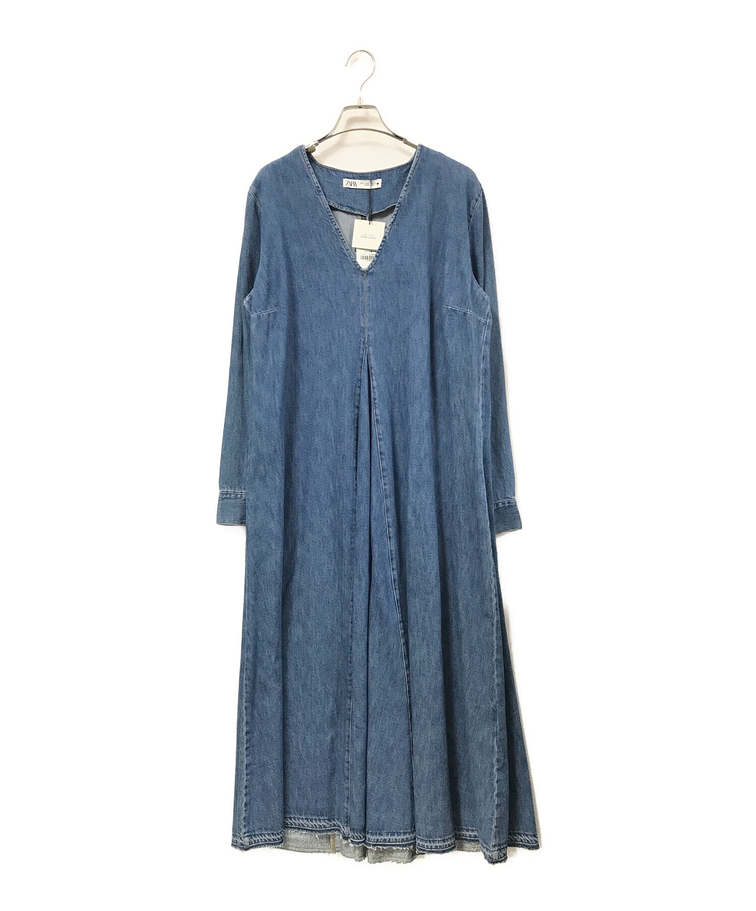 ZARA (ザラ) LONG DENIM DRESS/ロング デニム ドレス/デニムワンピース インディゴ サイズ:EUR:L 未使用品