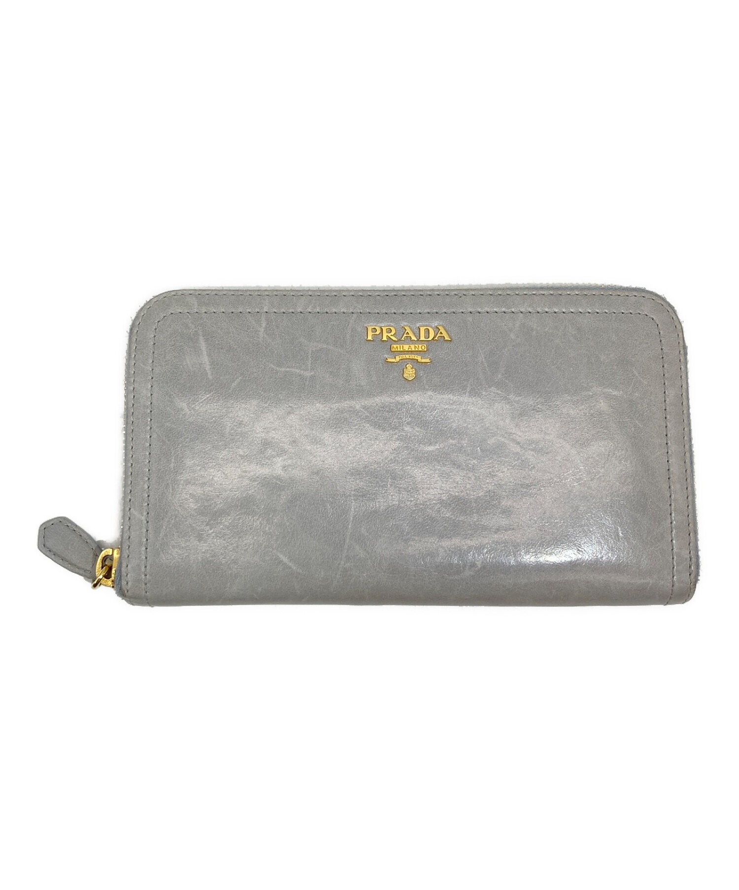 中古・古着通販】PRADA (プラダ) ラウンドジップ長財布 ライトグレー ...