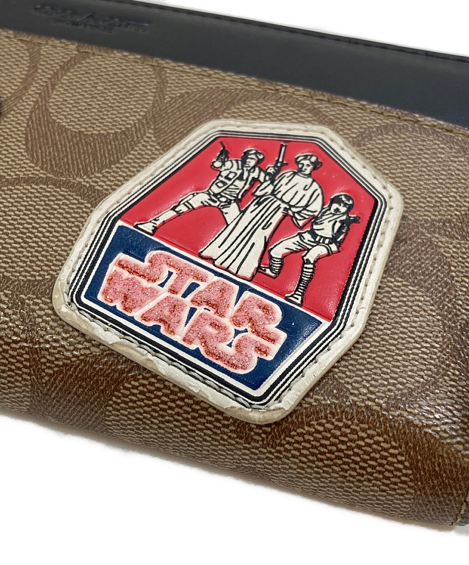 COACH (コーチ) STAR WARS (スターウォーズ) 長財布/ラウンドファスナーウォレット/ジッピーウォレット ブラック×ベージュ