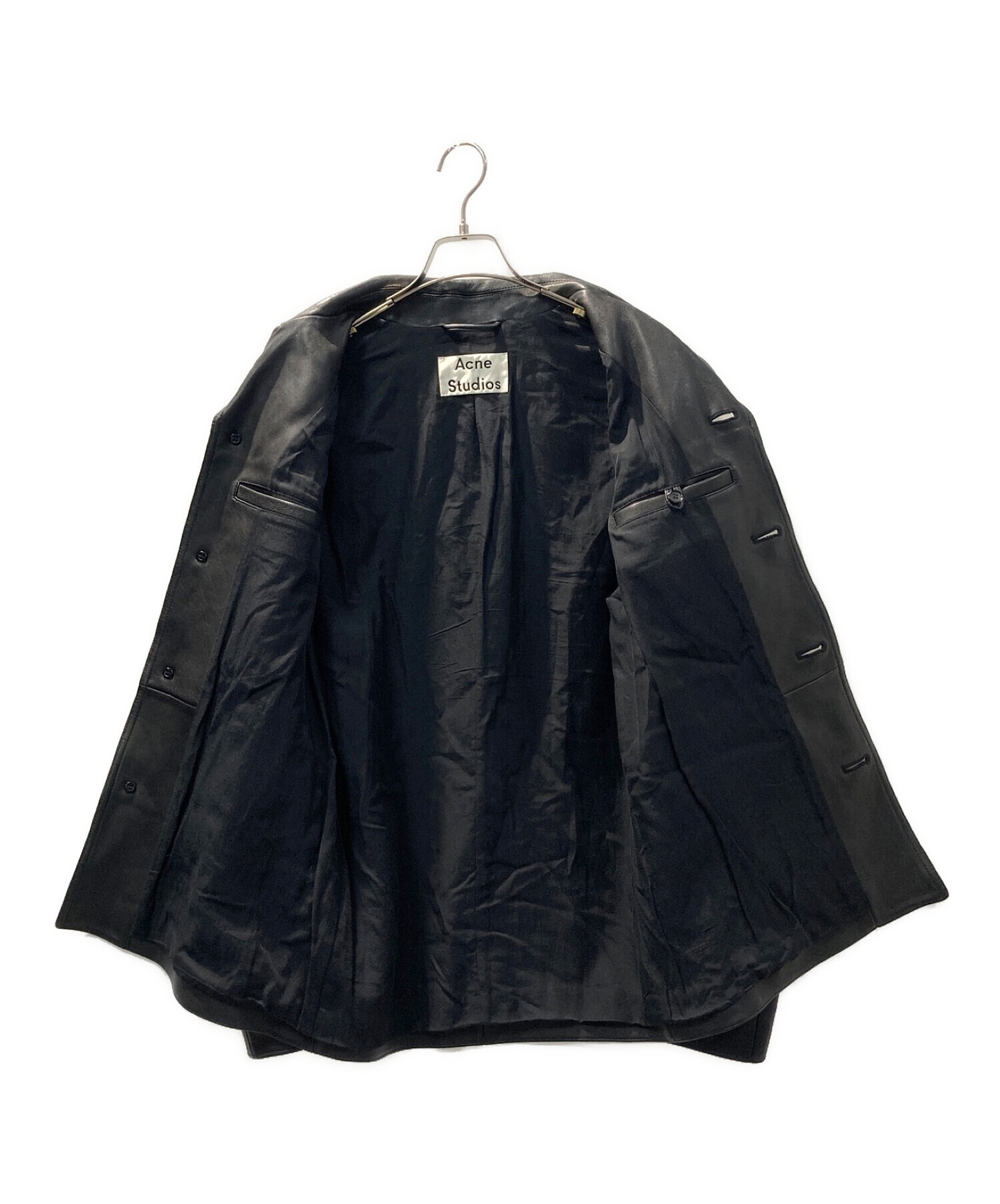 中古・古着通販】ACNE STUDIOS (アクネ ストゥディオス) ラムレザー シャツ ジャケット/レザージャケット ブラック  サイズ:44｜ブランド・古着通販 トレファク公式【TREFAC FASHION】スマホサイト