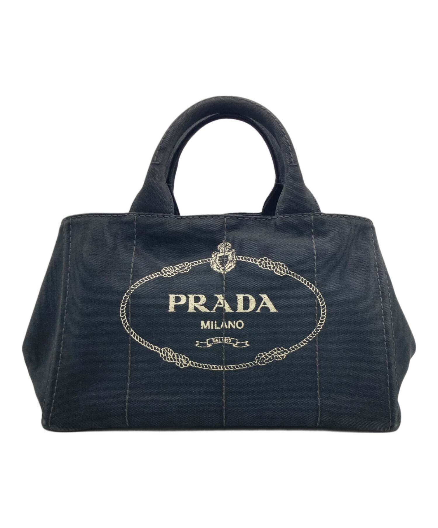 中古・古着通販】PRADA (プラダ) ハンドバッグ/キャンバスバッグ ブラック｜ブランド・古着通販 トレファク公式【TREFAC  FASHION】スマホサイト