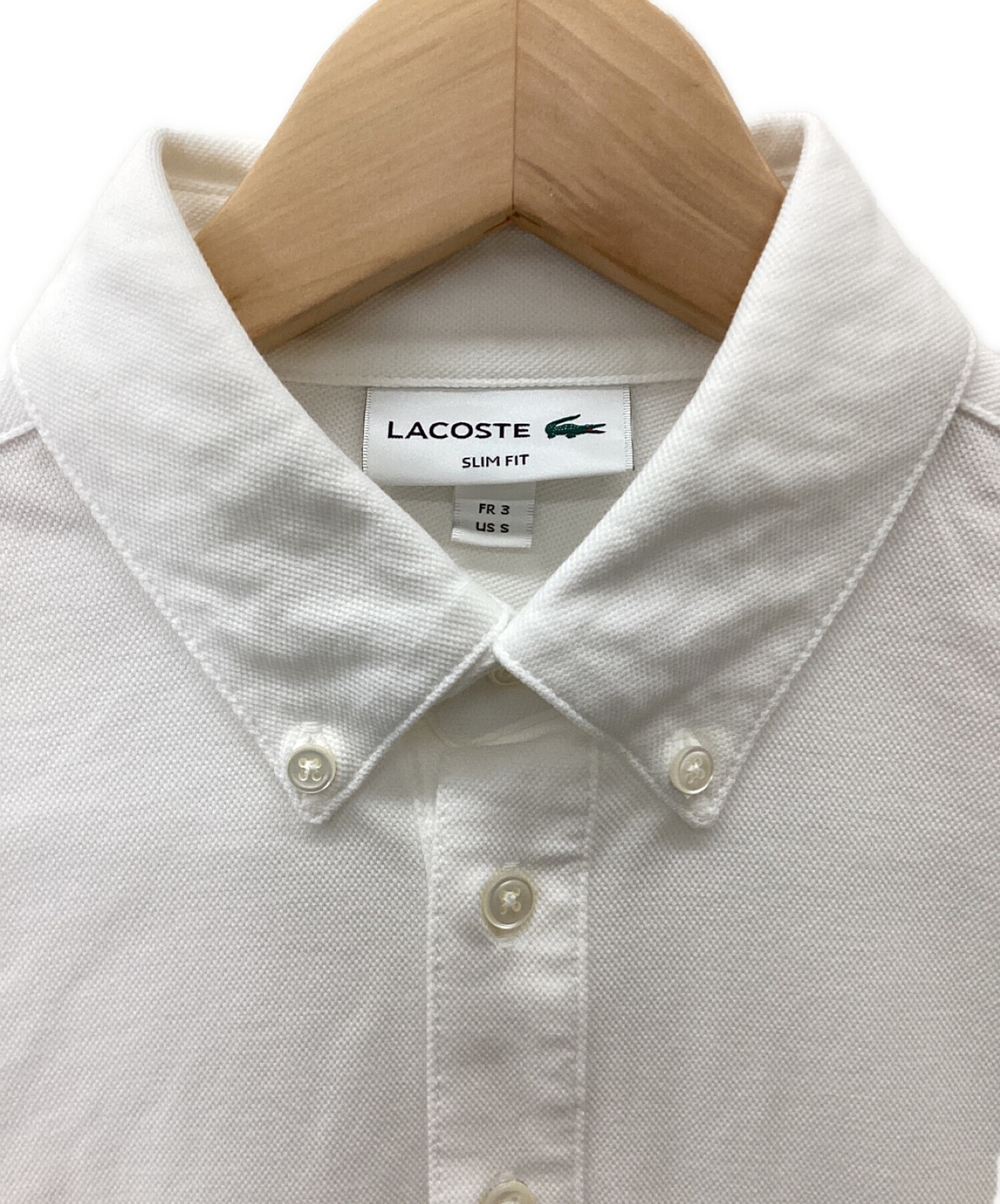 LACOSTE (ラコステ) プルオーバーボタンダウンポロシャツ ホワイト サイズ:S