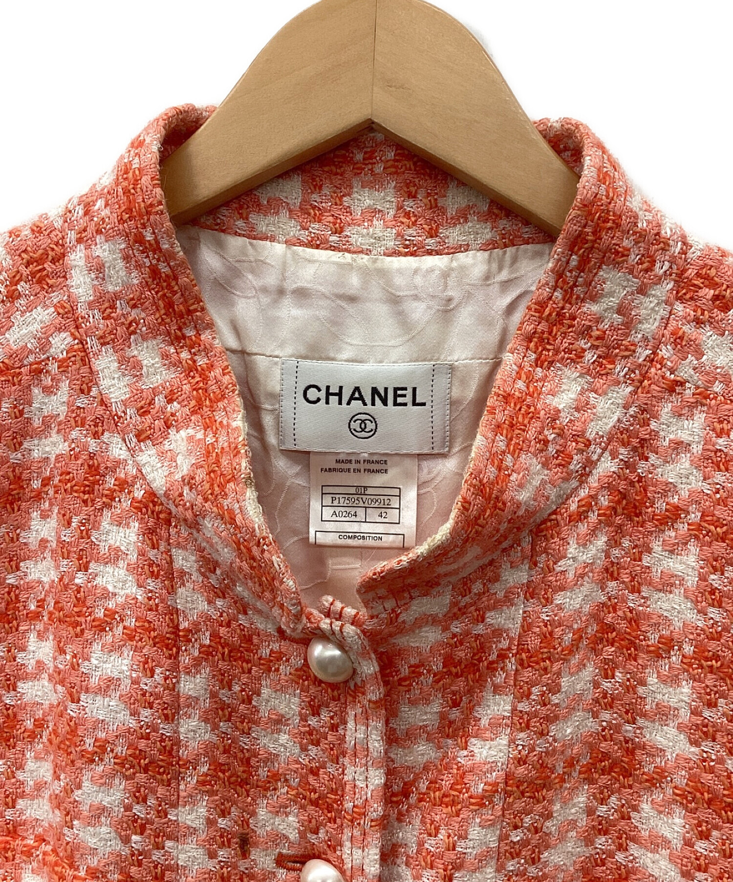 CHANEL (シャネル) ノースリーブワンピース オレンジ サイズ:L