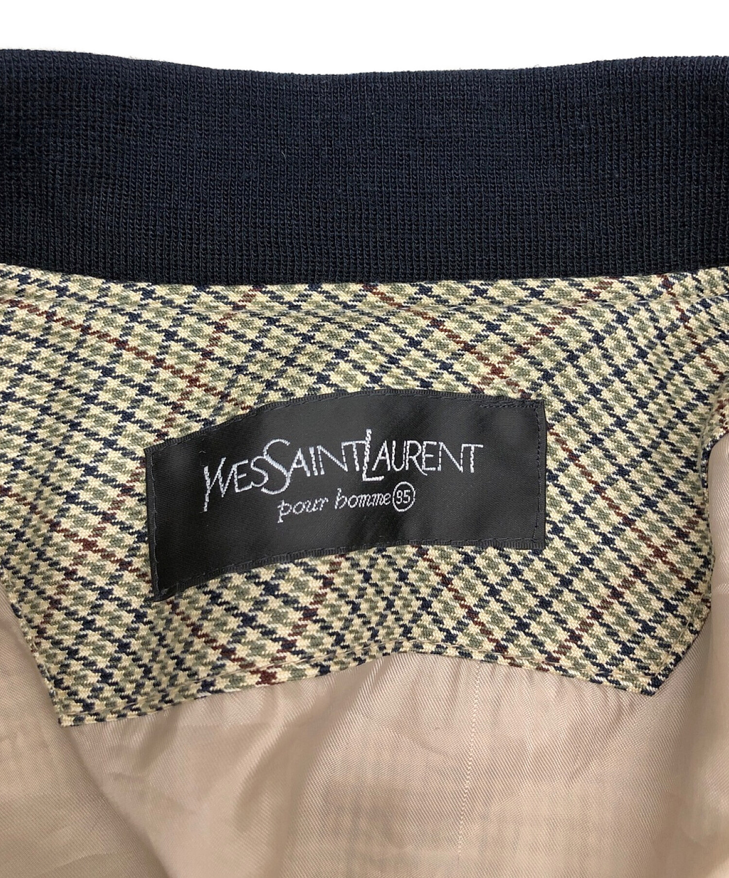 Yves Saint Laurent pour homme (イヴサンローラン プールオム) ブルゾン ベージュ×ネイビー サイズ:95