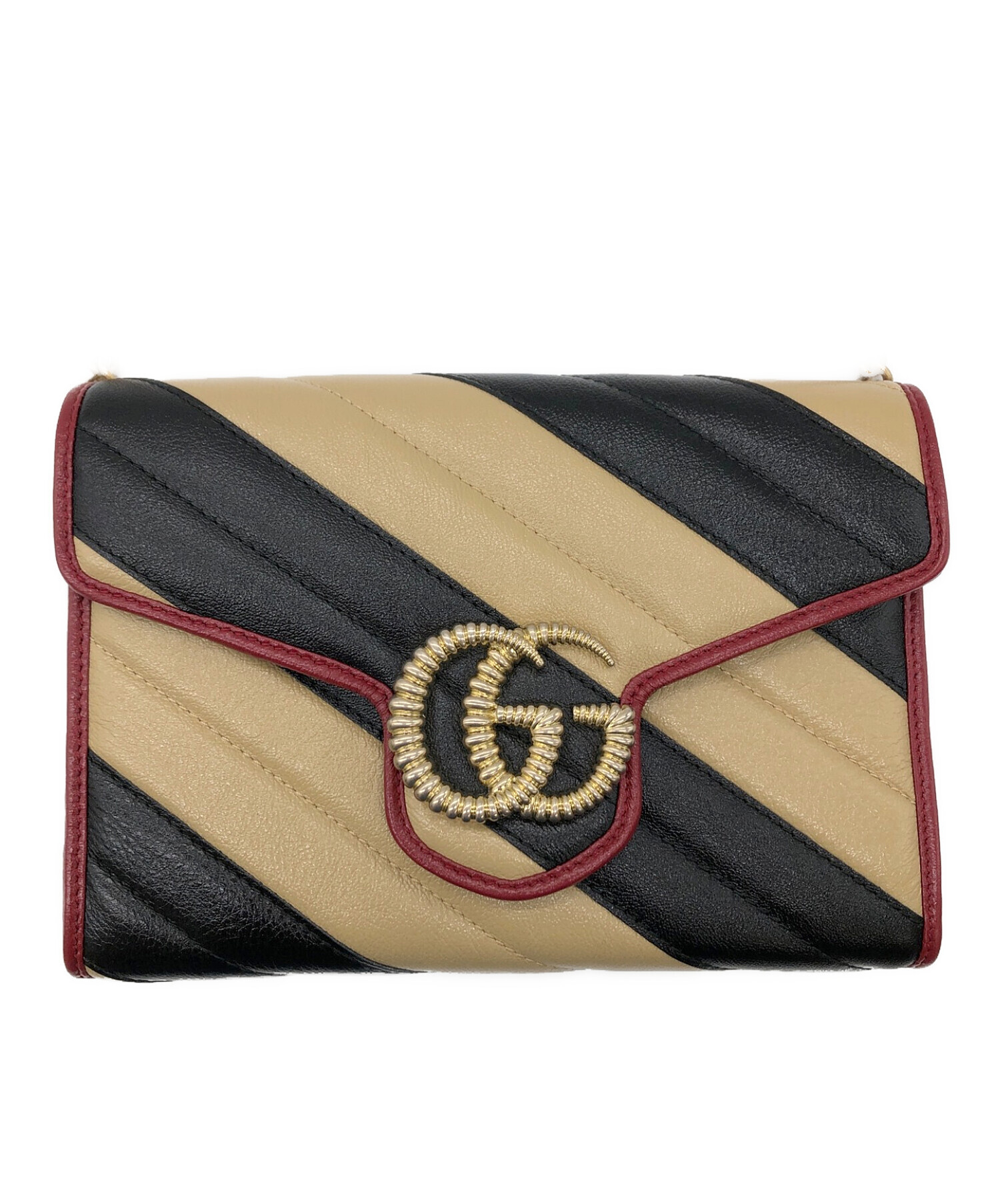 GUCCI (グッチ) ショルダーチェーンウォレット ブラウン×ブラック