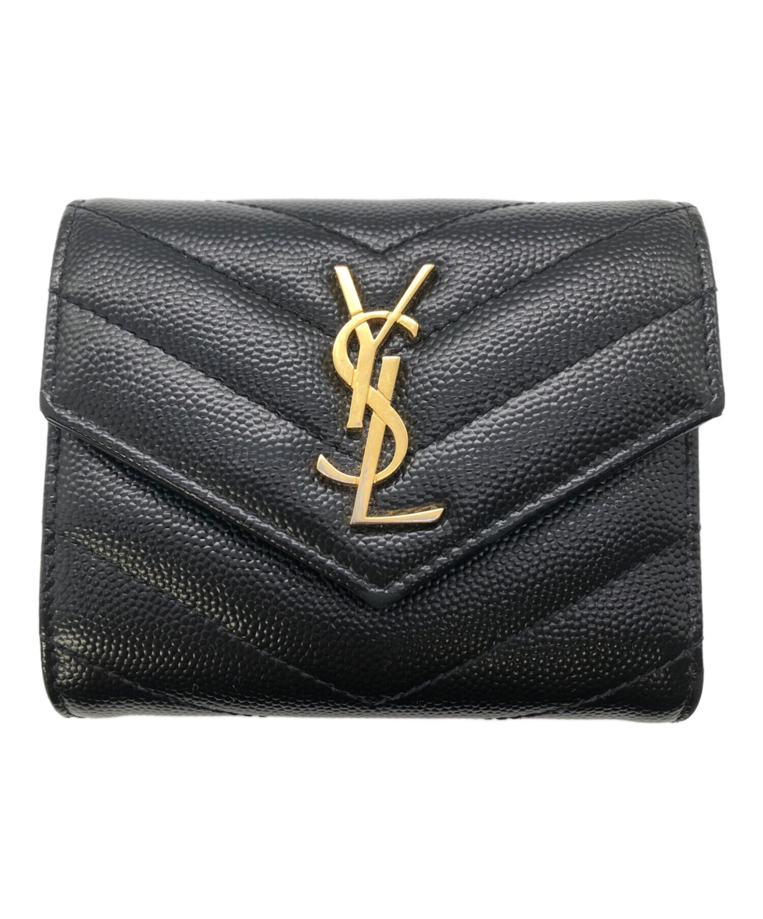 中古・古着通販】Yves Saint Laurent (イヴサンローラン) 3つ折り財布 ブラック｜ブランド・古着通販 トレファク公式【TREFAC  FASHION】スマホサイト