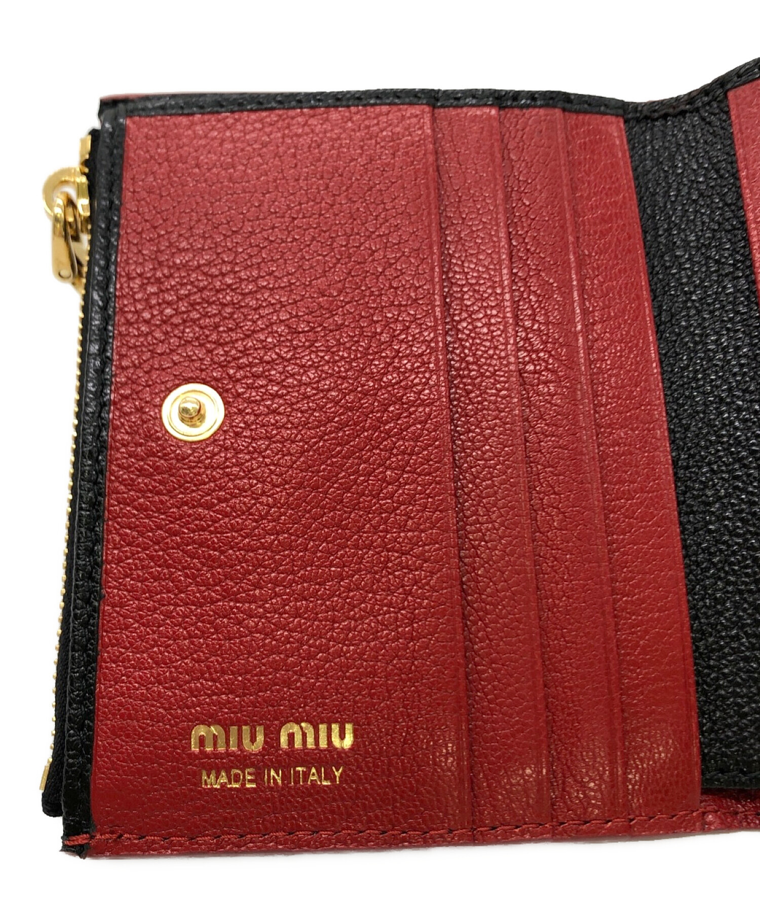 MIU MIU (ミュウミュウ) 2つ折り財布 ブラック×レッド 未使用品