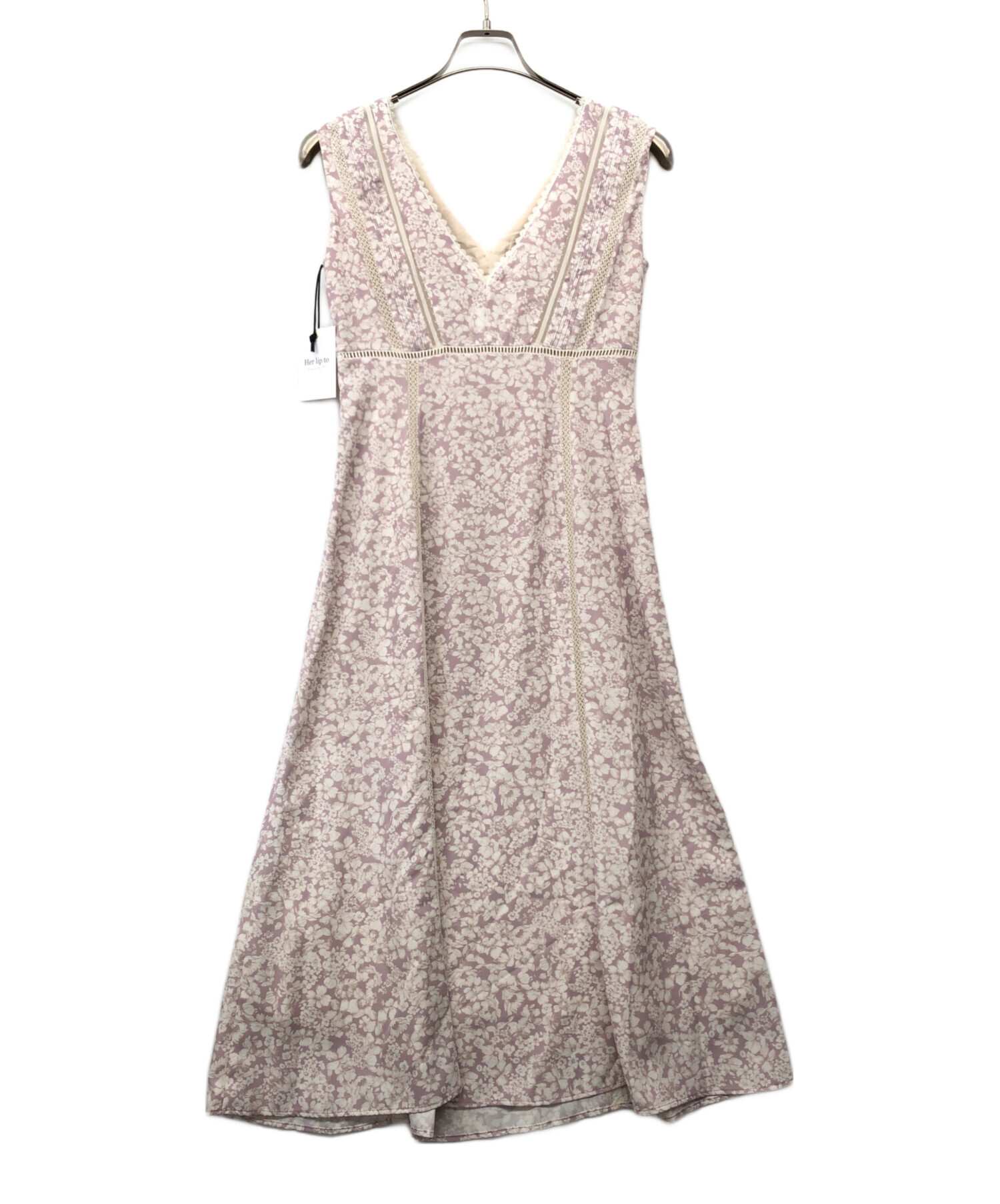 中古・古着通販】HER LIP TO (ハーリップトゥ) Lace Trimmed Floral Dress モーブ サイズ:S｜ブランド・古着通販  トレファク公式【TREFAC FASHION】スマホサイト