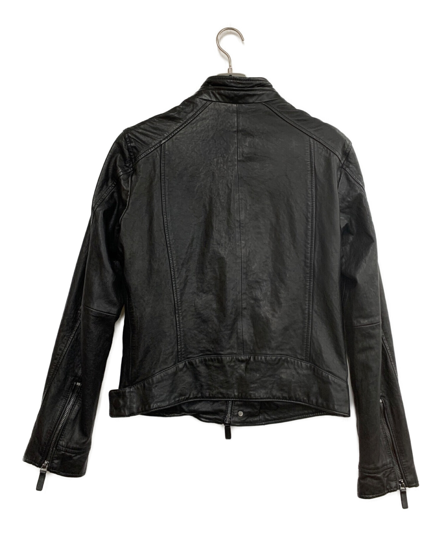 EMPORIO ARMANI (エンポリオアルマーニ) ラムレザージャケット ブラック サイズ:46