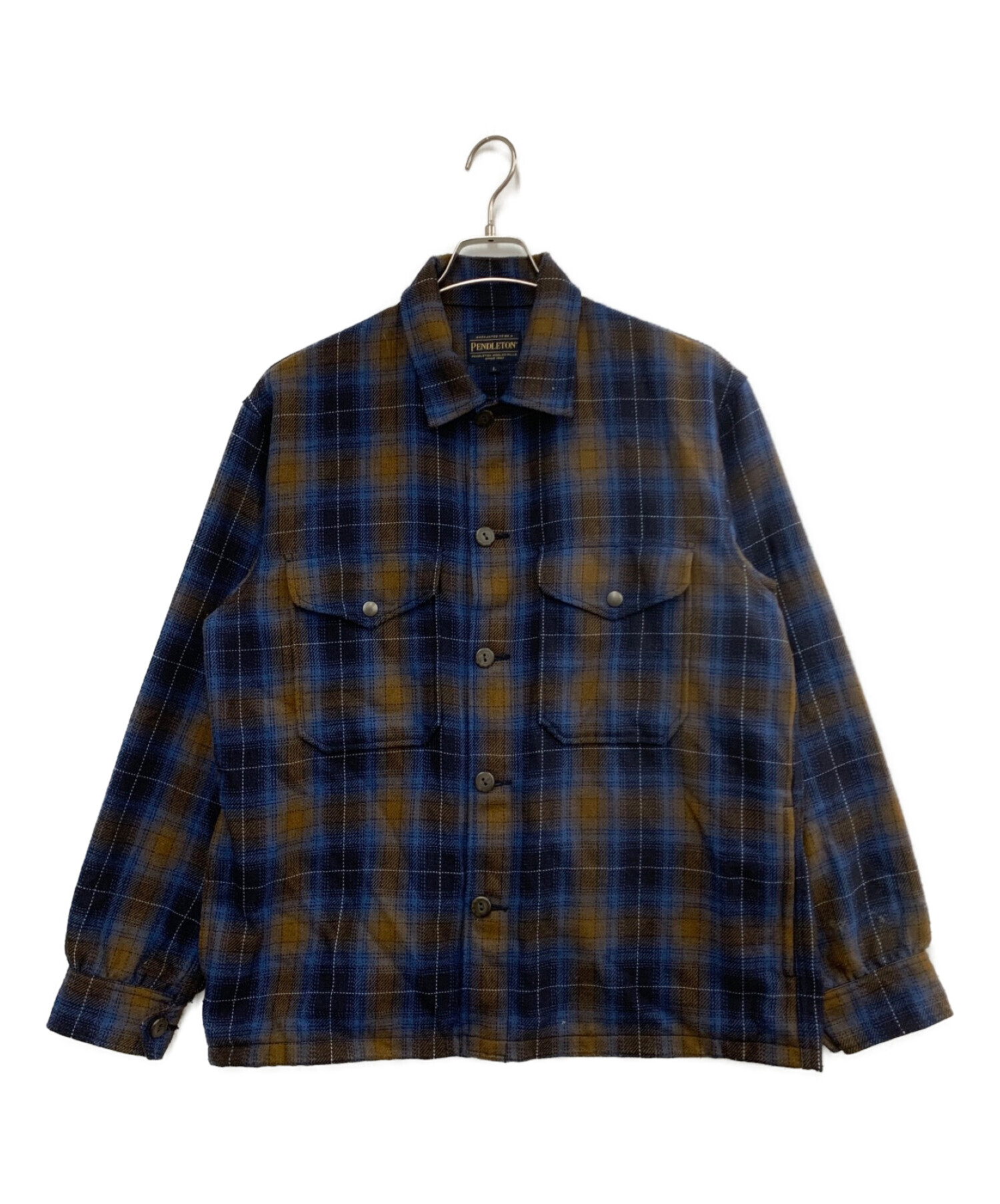 PENDLETON (ペンドルトン) シャツジャケット ネイビー×ブラウン サイズ:L