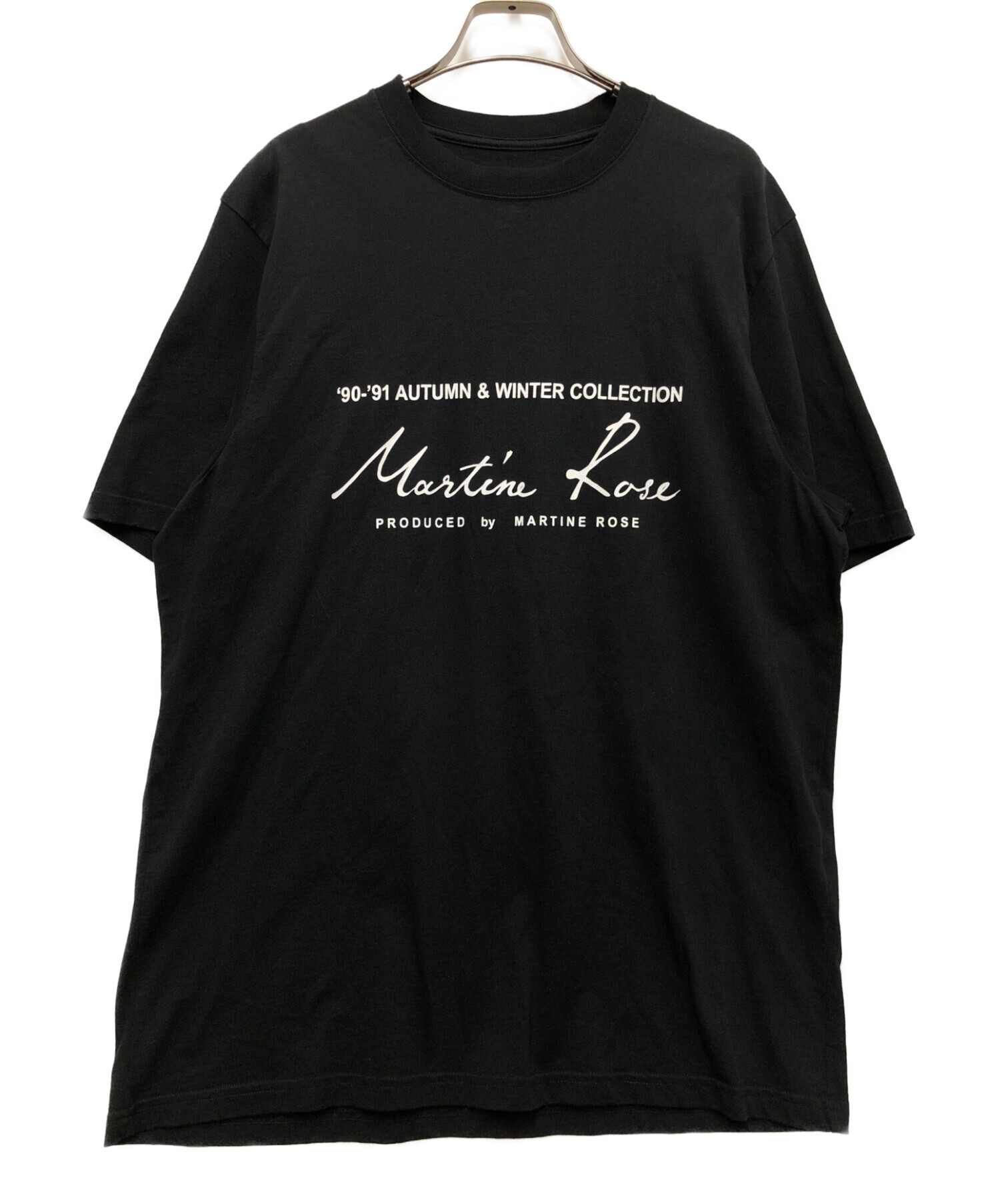 MARTINE ROSE (マーティン・ローズ) クルーネックコットンTシャツ ブラック サイズ:L