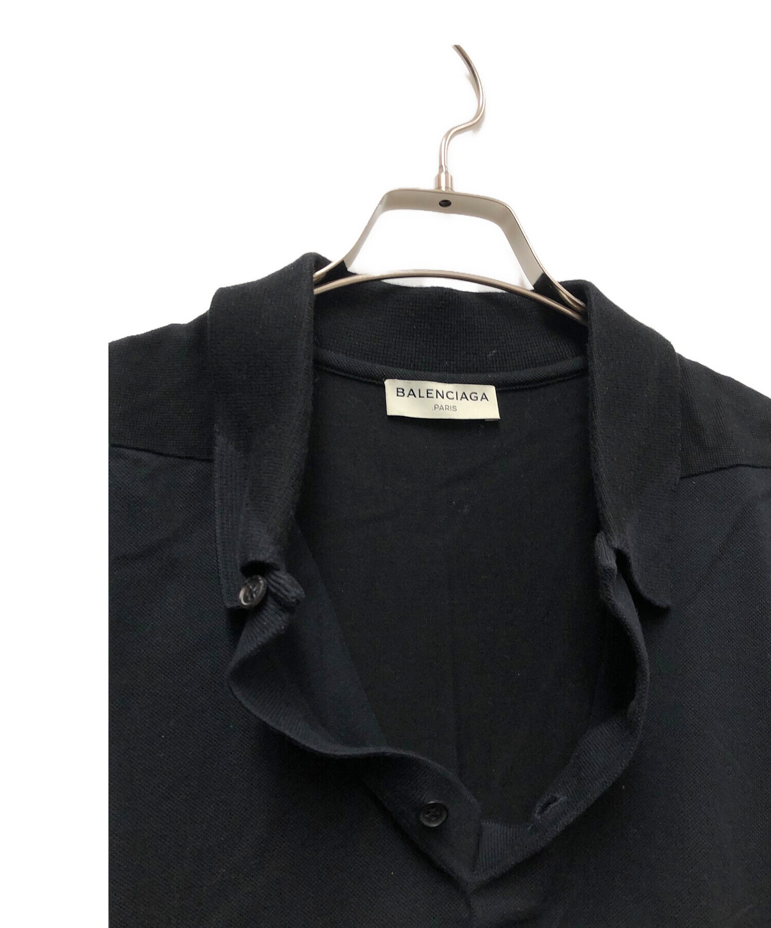 BALENCIAGA (バレンシアガ) バイカラーポロシャツ ブラック サイズ:S