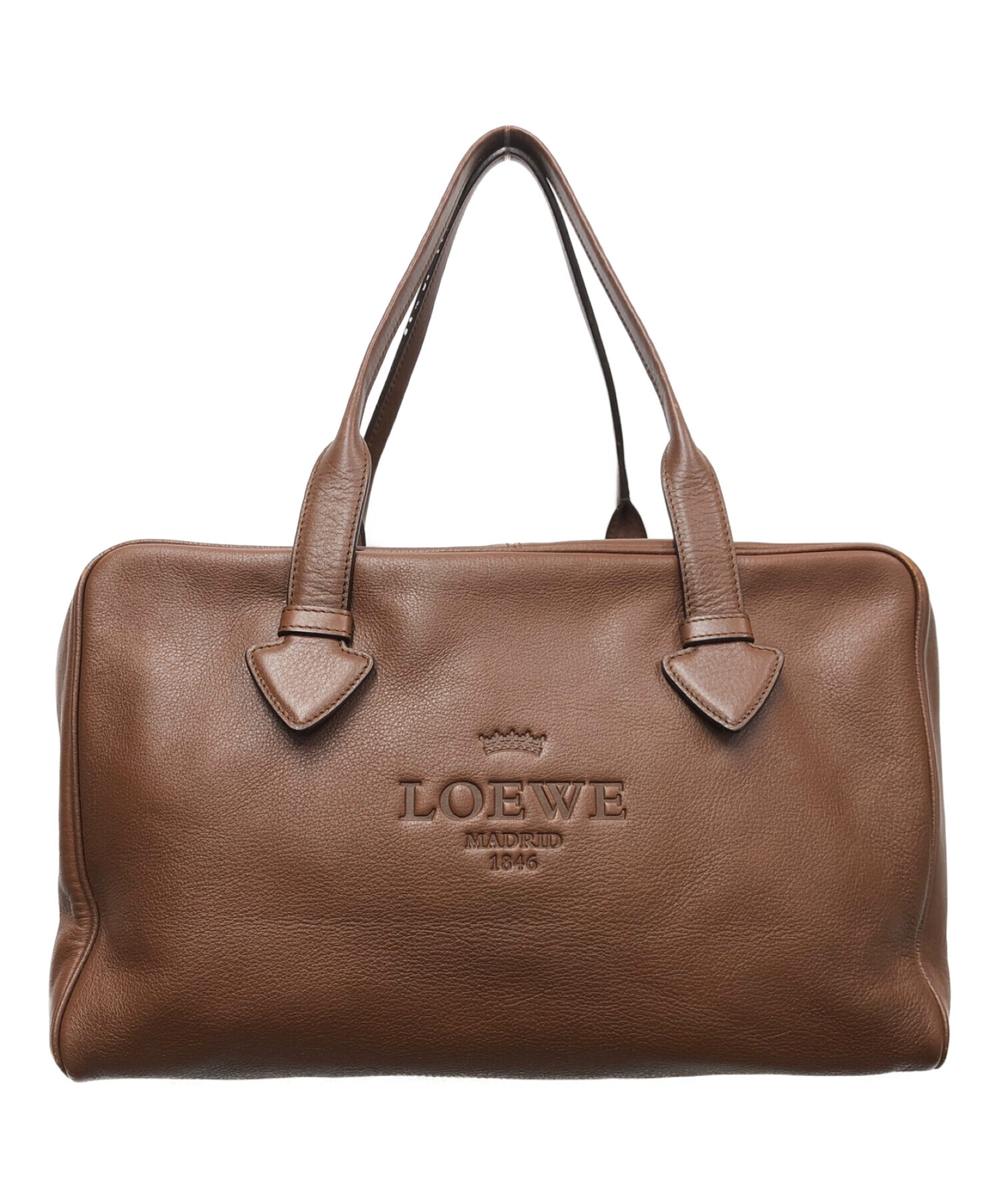 LOEWE (ロエベ) レザーボストンバッグ ブラウン