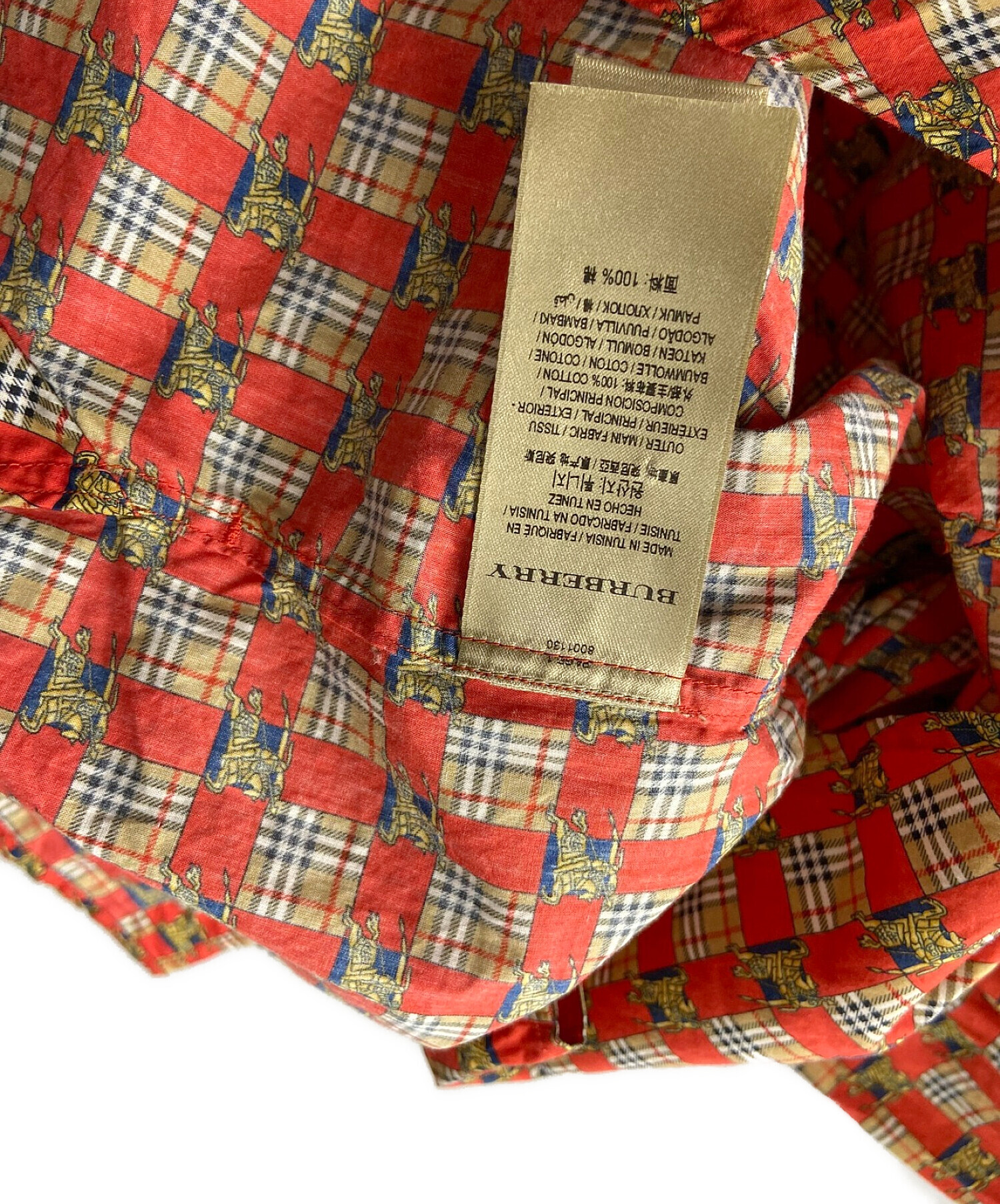 中古・古着通販】BURBERRY (バーバリー) 長袖シャツ レッド サイズ:S