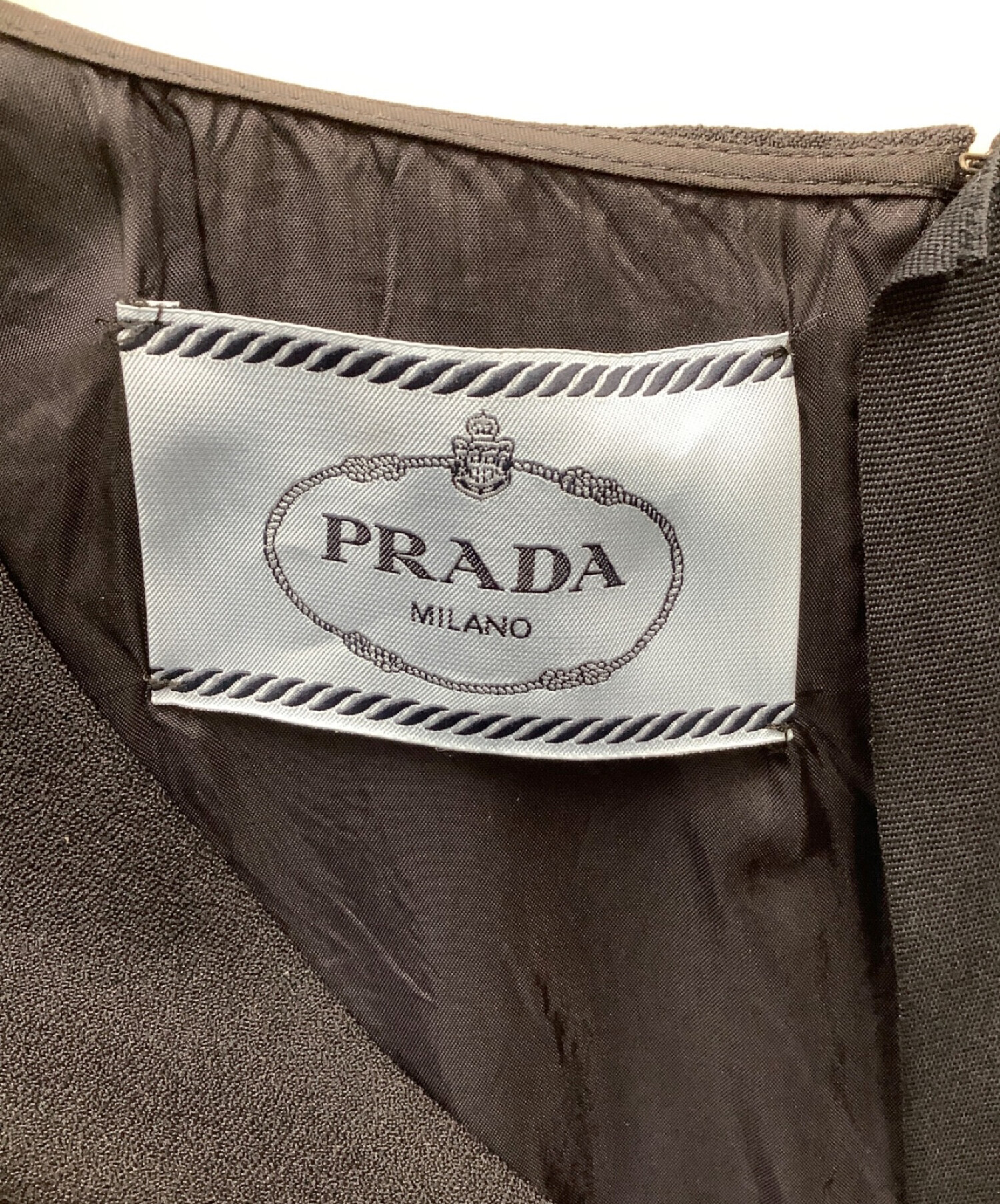 中古・古着通販】PRADA (プラダ) ノースリーブワンピース ネイビー