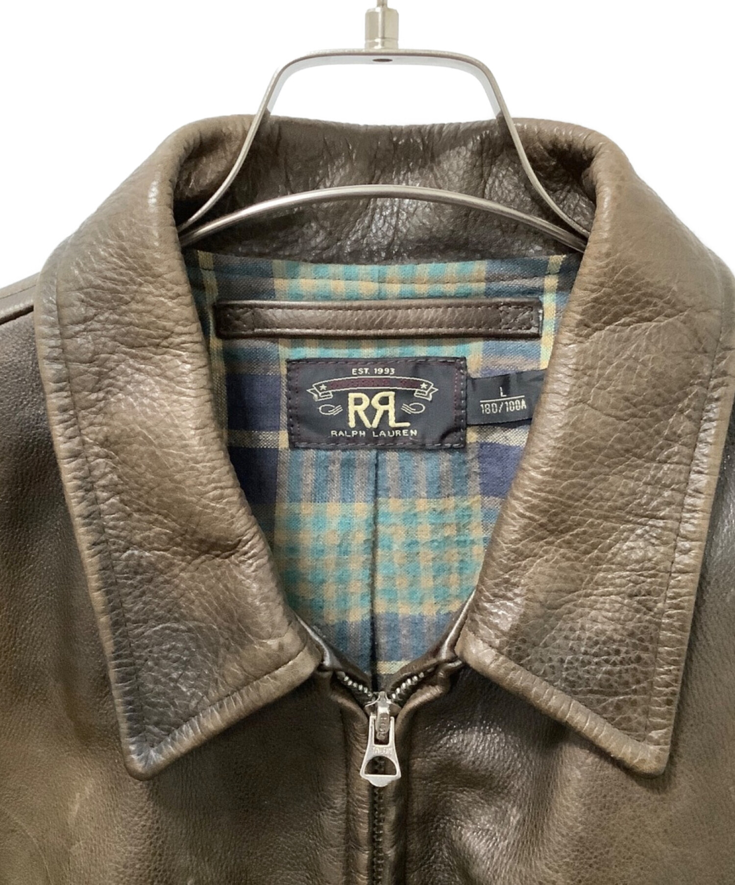 RRL (ダブルアールエル) ヴィンテージ加工レザージャケット ブラウン サイズ:SIZE L