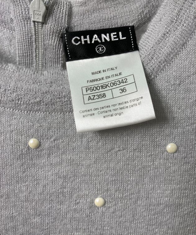 中古・古着通販】CHANEL (シャネル) カシミヤ混パールワンピース グレー サイズ:36｜ブランド・古着通販 トレファク公式【TREFAC  FASHION】スマホサイト